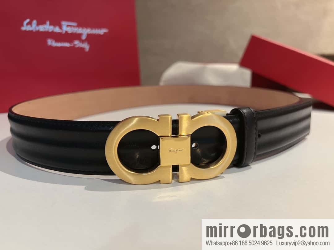 Ferragamo Ferragamo, boutique 8-character counter version, metal buckle 3.5cm belt