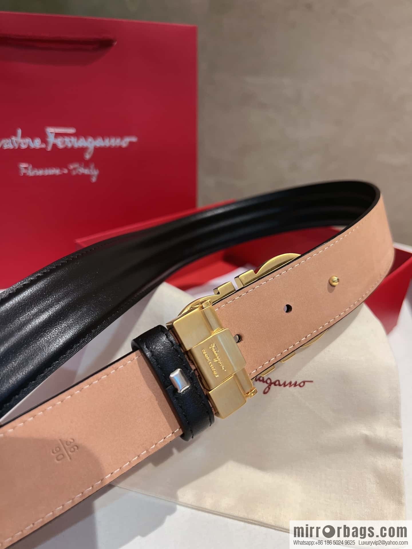 Ferragamo Ferragamo, boutique 8-character counter version, metal buckle 3.5cm belt