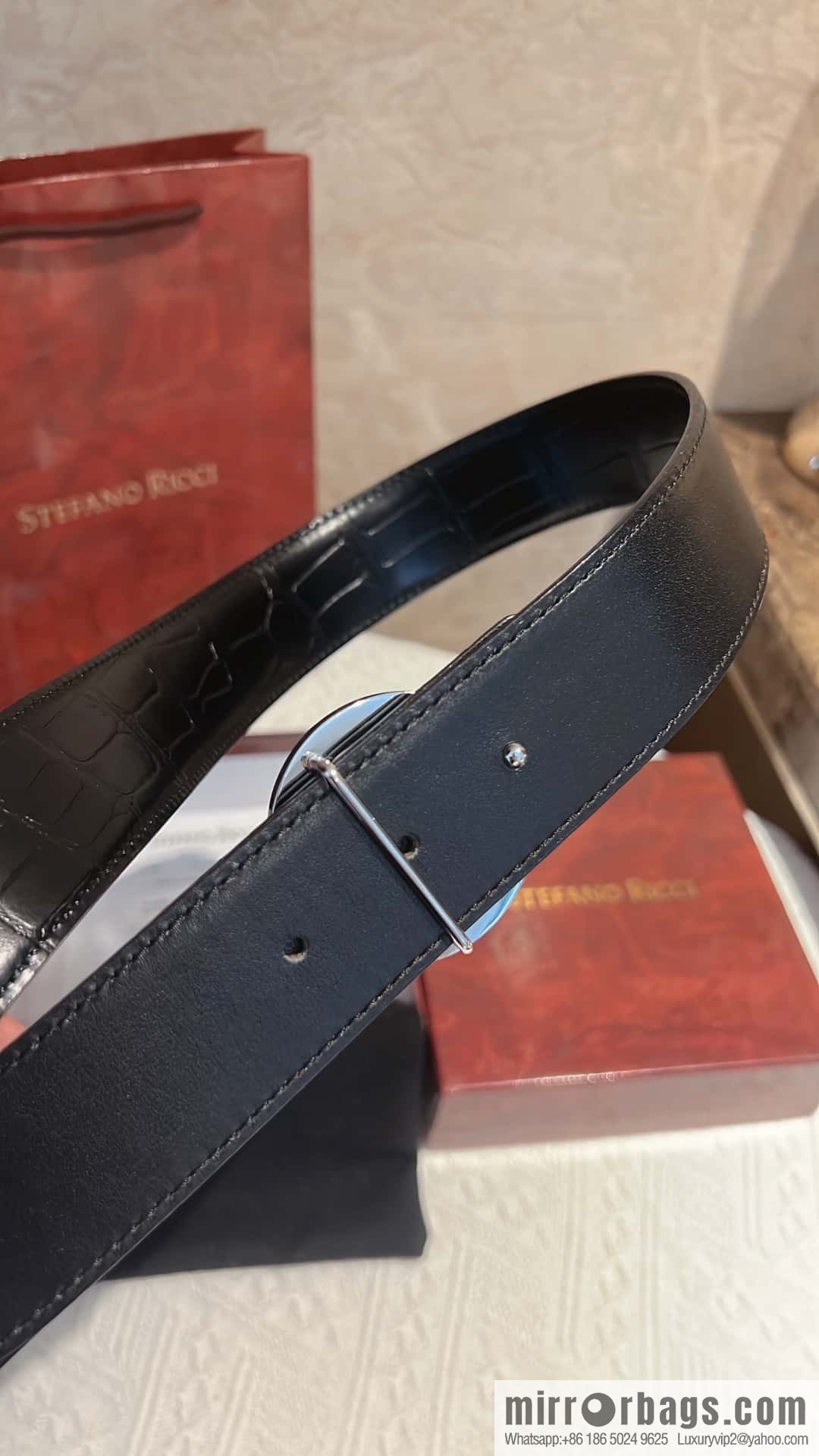 Stefano Ricci Stephen, Leopard Head with Diamond Buckle, Cowhide Embossed Belt 3.8cm