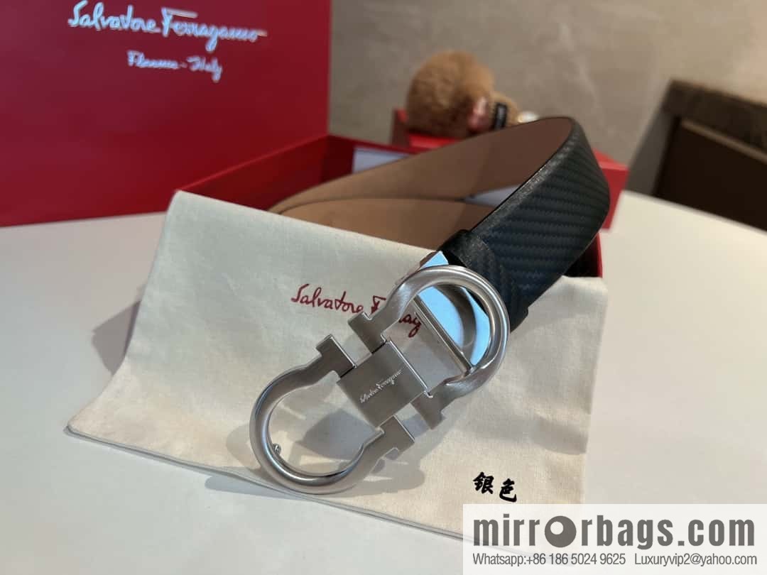 Ferragamo Ferragamo, exquisite 8-figure metal clasp, metal clasp flat brushed belt 3.5cm
