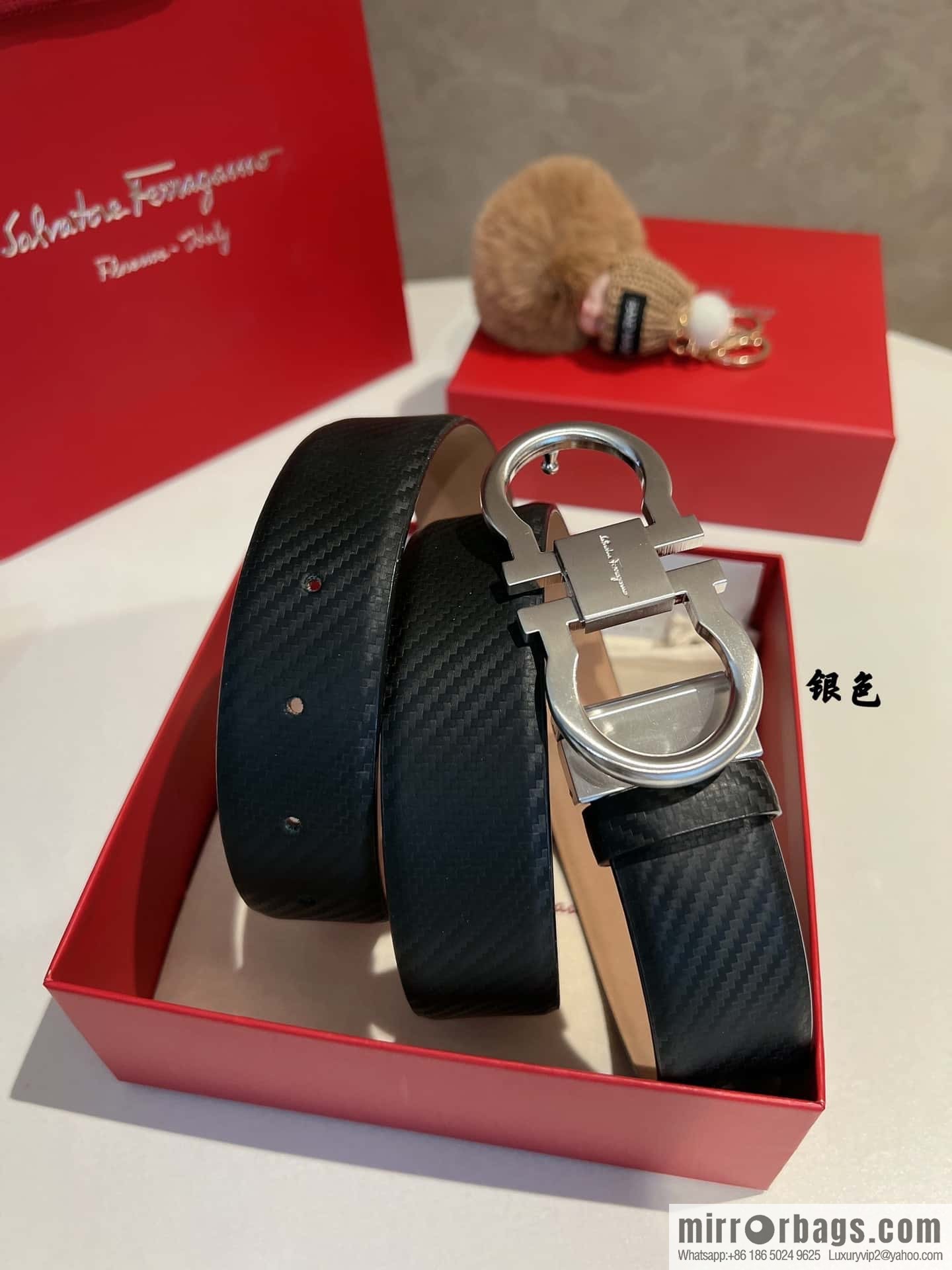 Ferragamo Ferragamo, exquisite 8-figure metal clasp, metal clasp flat brushed belt 3.5cm