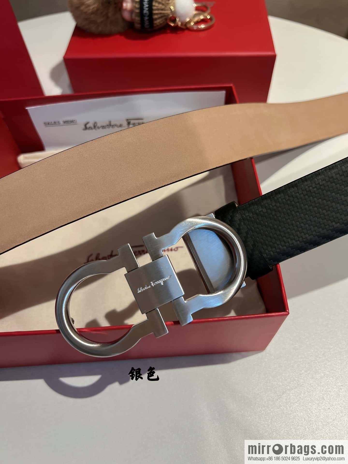 Ferragamo Ferragamo, exquisite 8-figure metal clasp, metal clasp flat brushed belt 3.5cm