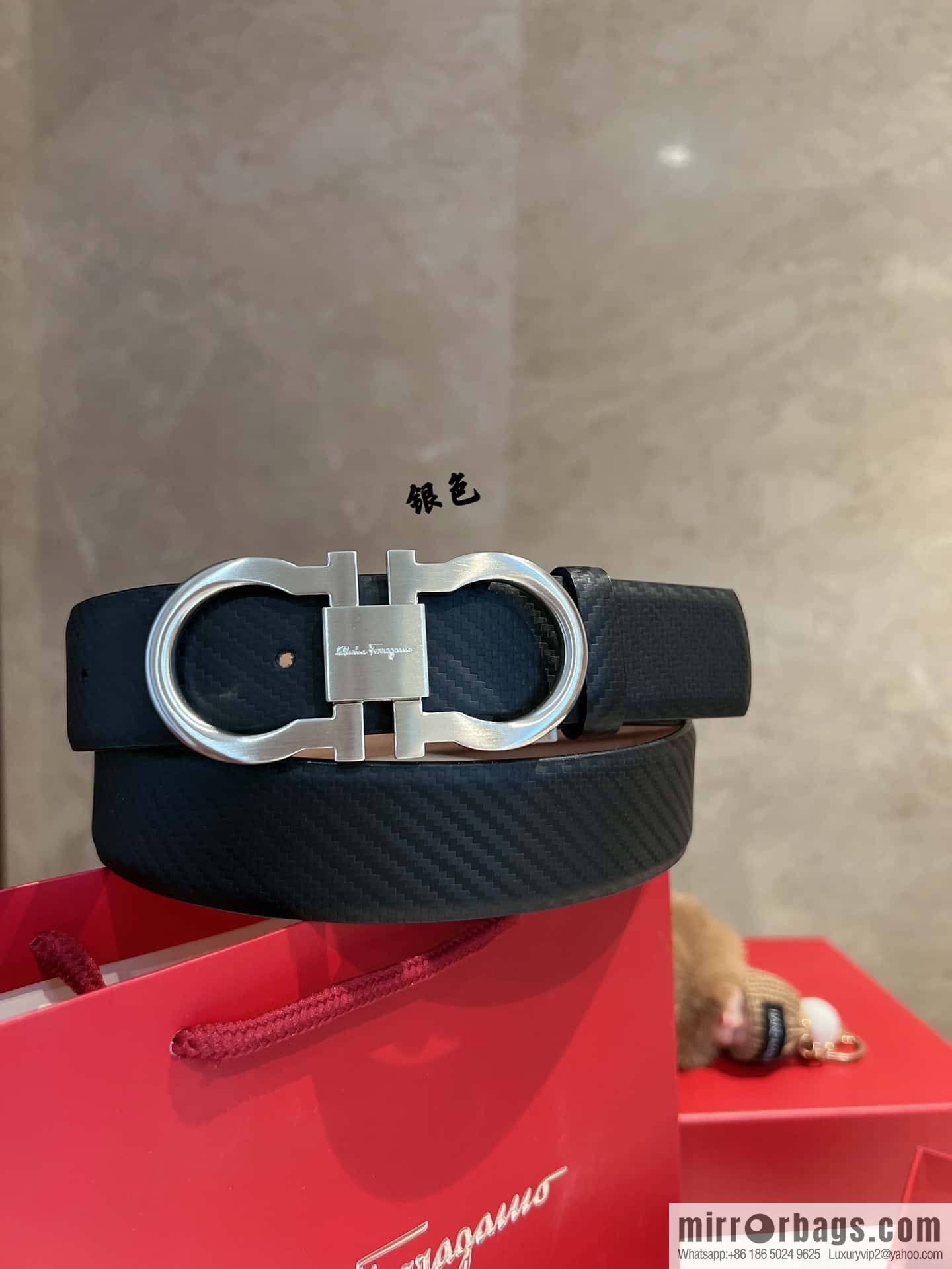 Ferragamo Ferragamo, exquisite 8-figure metal clasp, metal clasp flat brushed belt 3.5cm