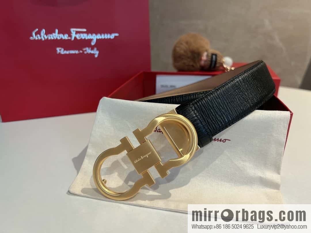 Ferragamo Ferragamo, exquisite 8-figure metal clasp, metal clasp flat brushed belt 3.5cm
