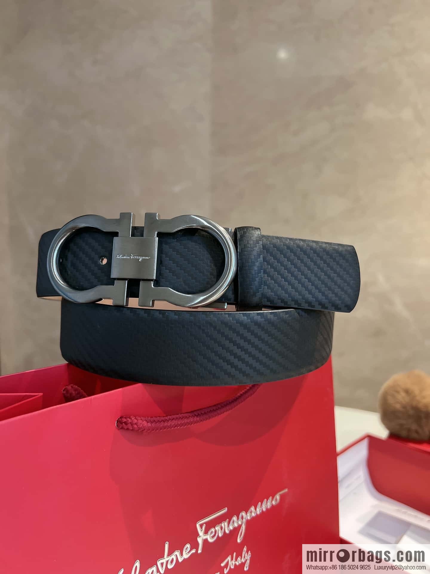 Ferragamo Ferragamo, exquisite 8-figure metal clasp, metal clasp flat brushed belt 3.5cm