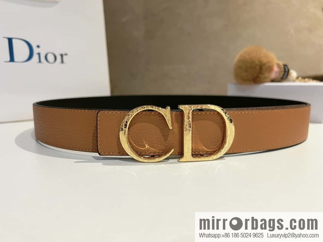 DIOR Dior, first layer cowhide belt, body double-sided CD belt