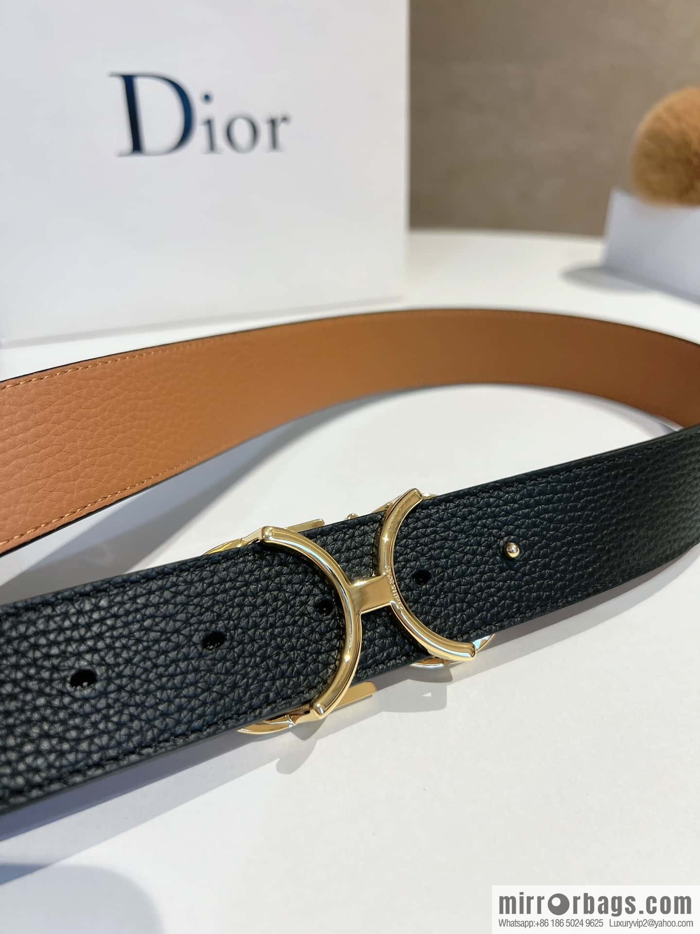 DIOR Dior, first layer cowhide belt, body double-sided CD belt