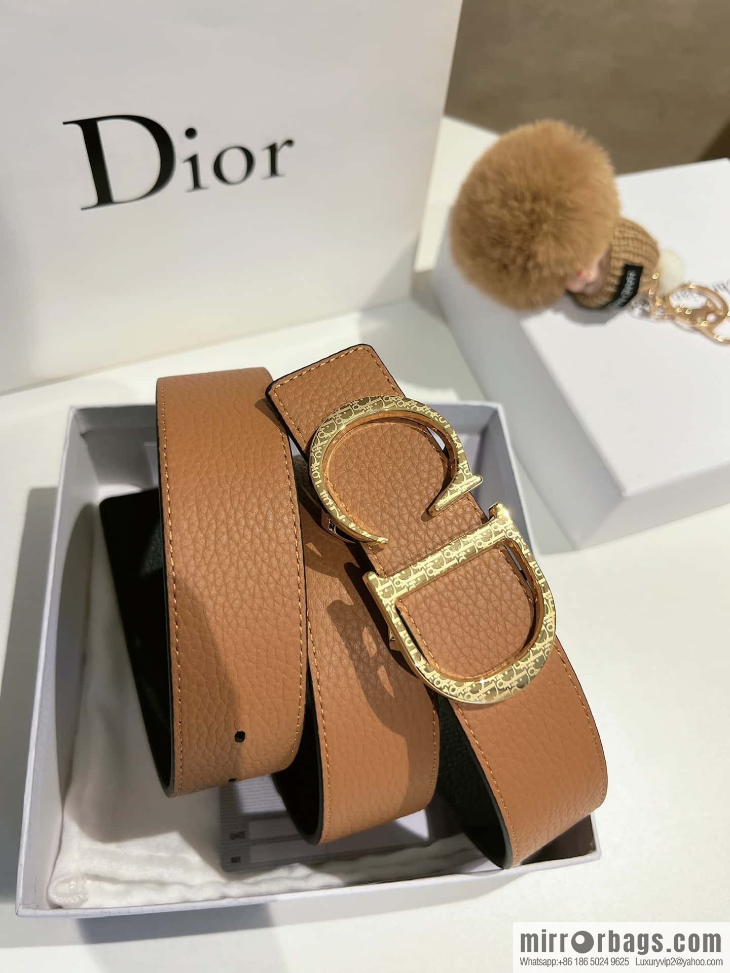 DIOR Dior, first layer cowhide belt, body double-sided CD belt