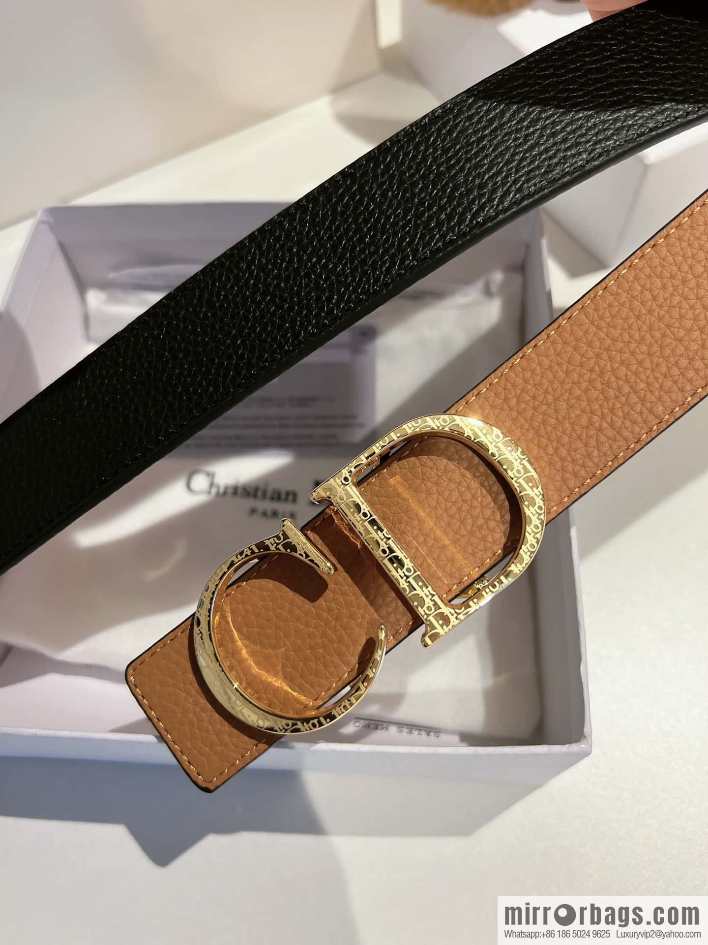 DIOR Dior, first layer cowhide belt, body double-sided CD belt