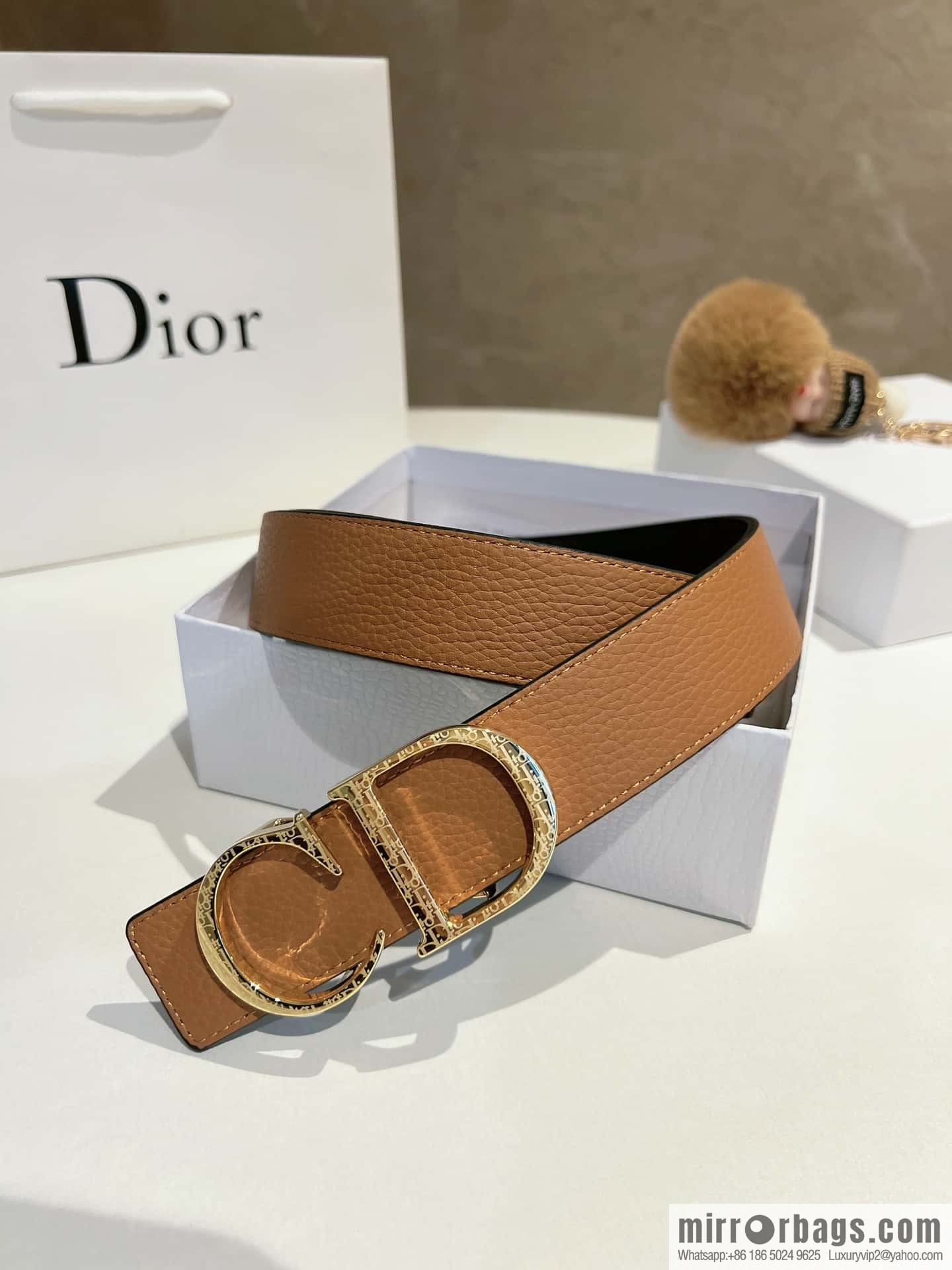 DIOR Dior, first layer cowhide belt, body double-sided CD belt