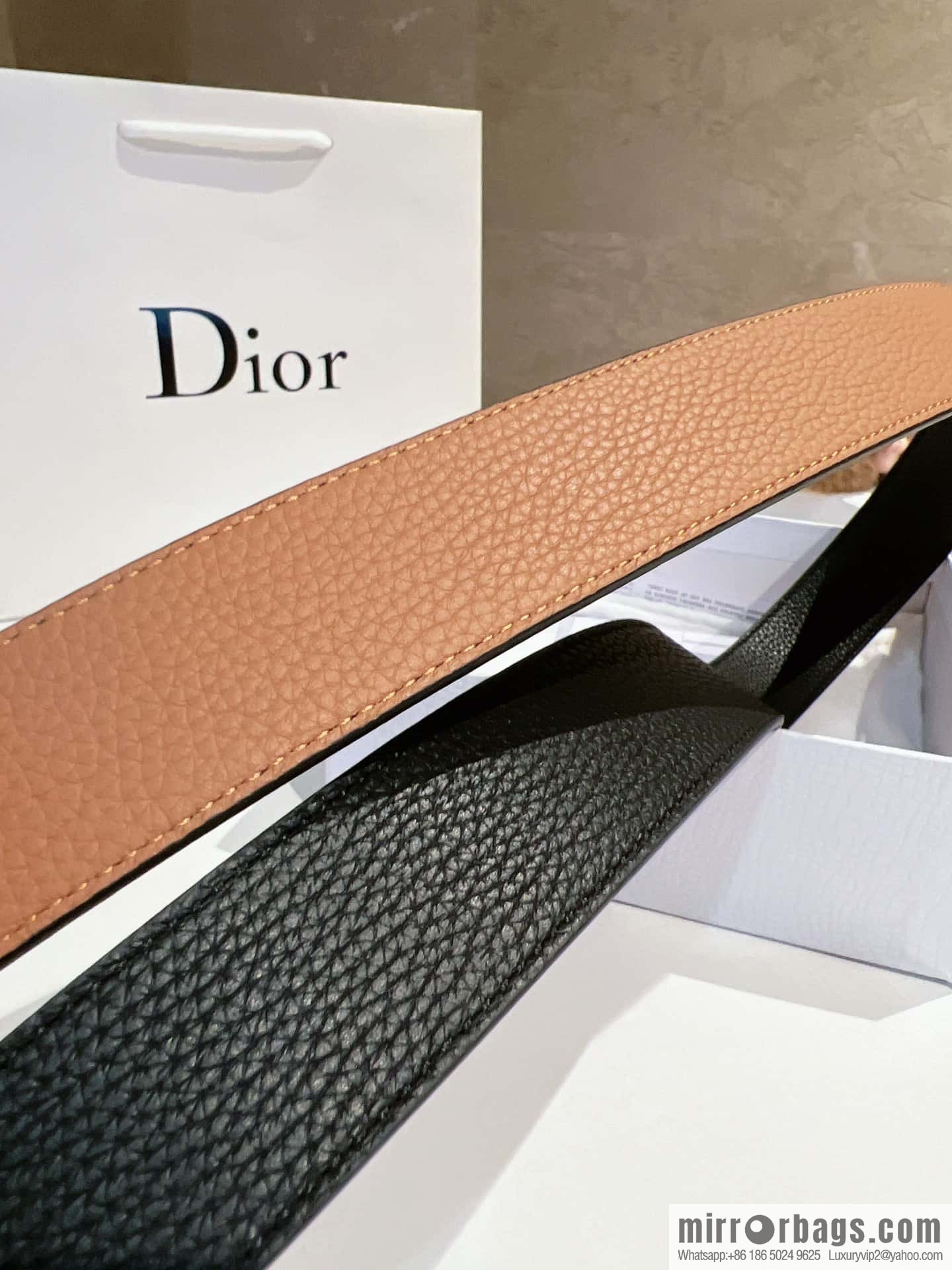 DIOR Dior, first layer cowhide belt, body double-sided CD belt