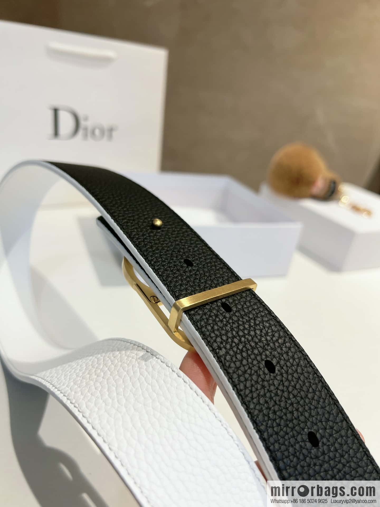 DIOR Dior, first layer cowhide belt, body double-sided CD belt