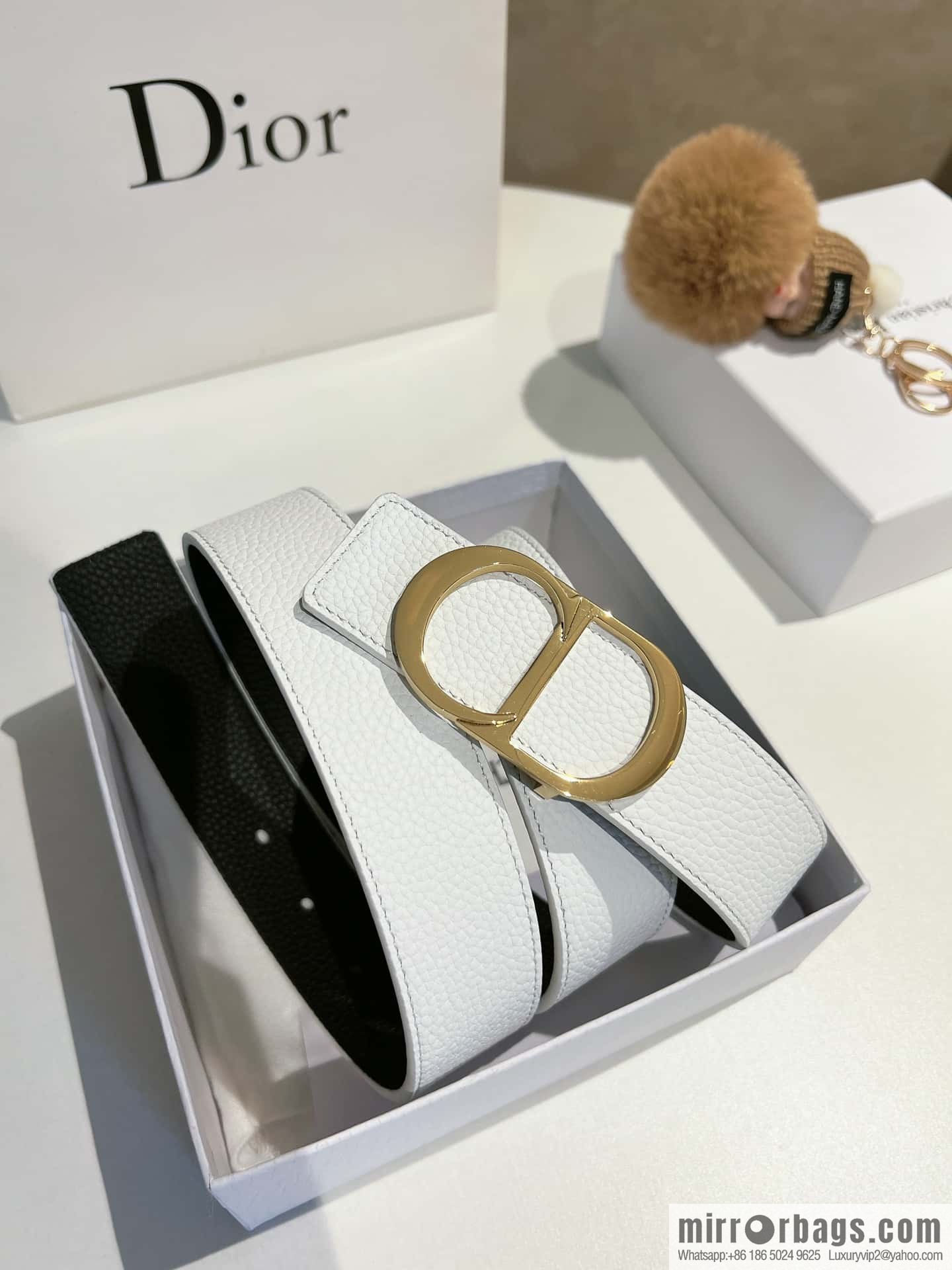 DIOR Dior, first layer cowhide belt, body double-sided CD belt