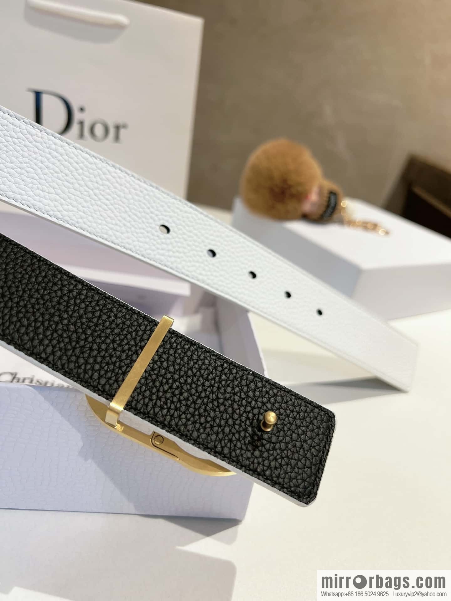 DIOR Dior, first layer cowhide belt, body double-sided CD belt