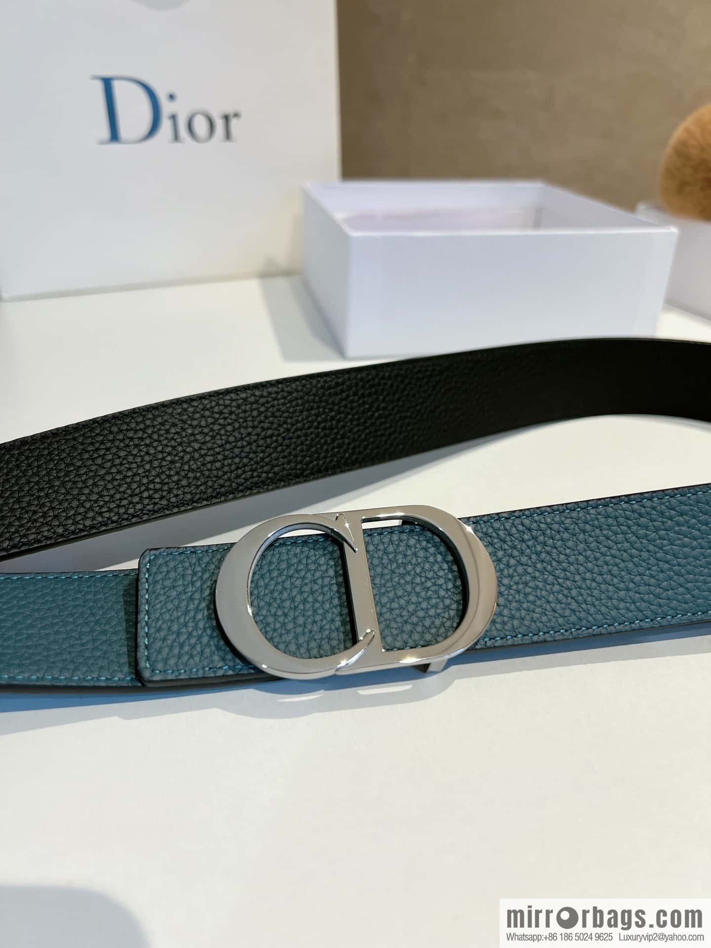 DIOR Dior, first layer cowhide belt, body double-sided CD belt