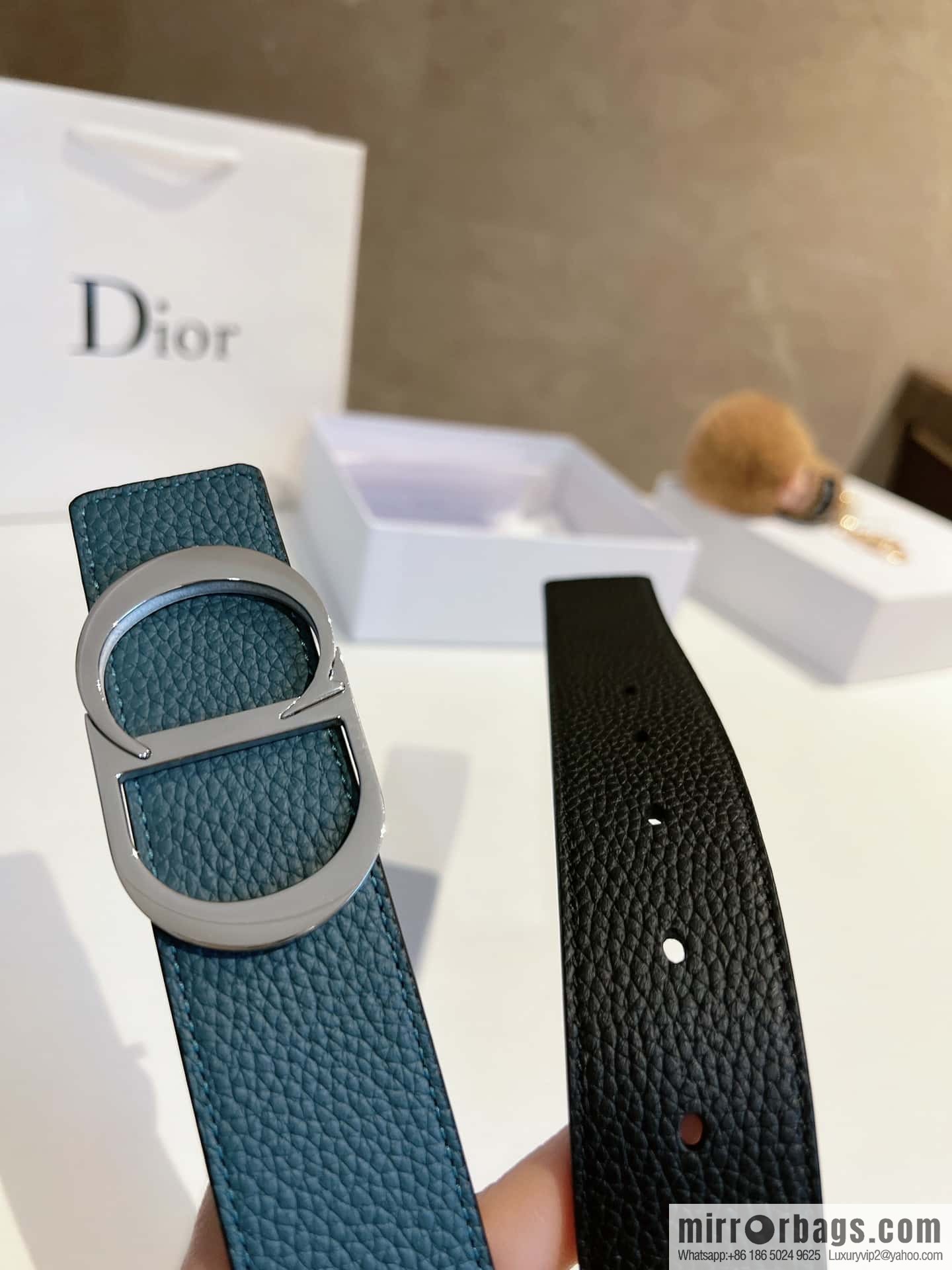 DIOR Dior, first layer cowhide belt, body double-sided CD belt