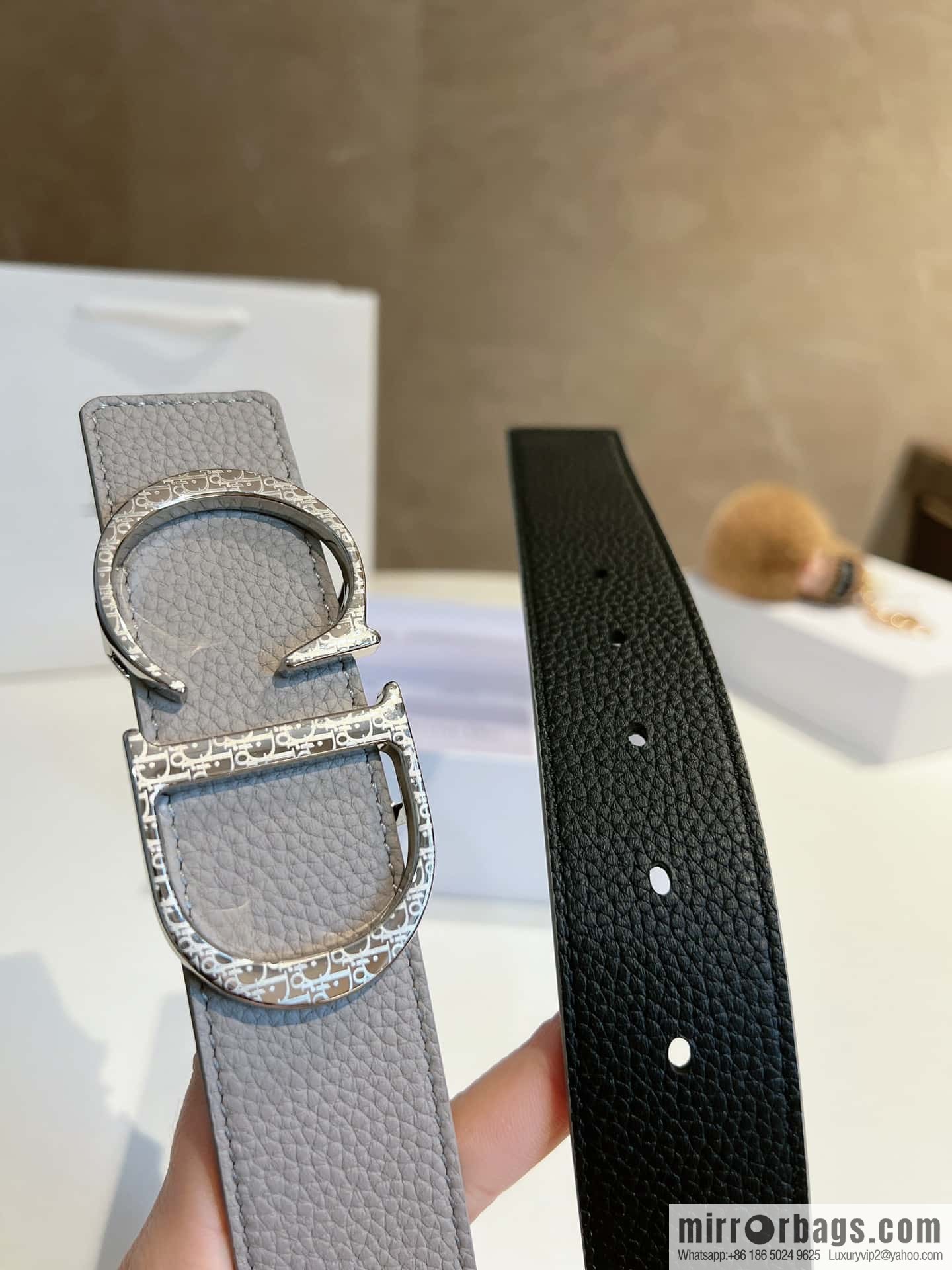DIOR Dior, first layer cowhide belt, body double-sided CD belt