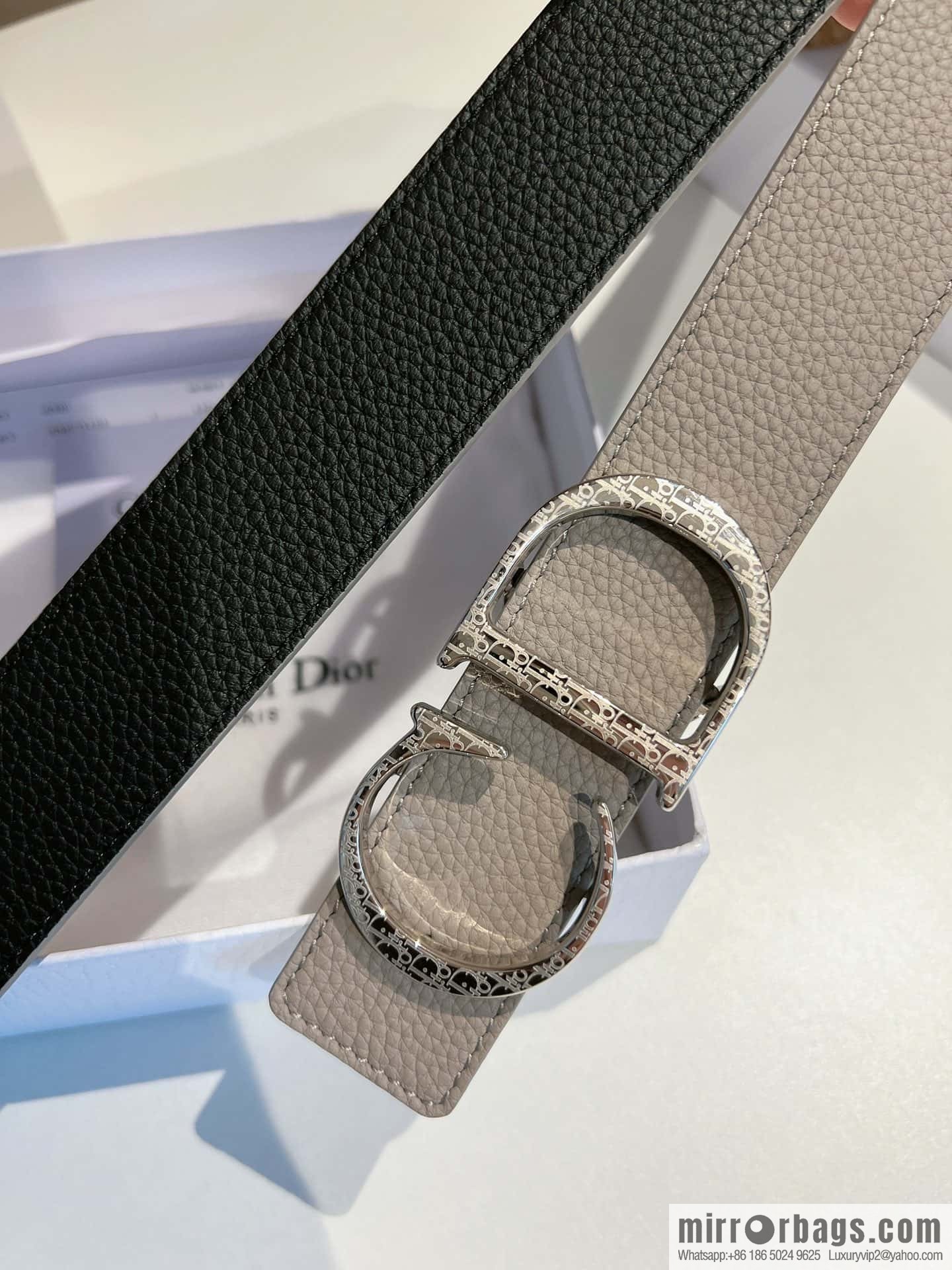 DIOR Dior, first layer cowhide belt, body double-sided CD belt
