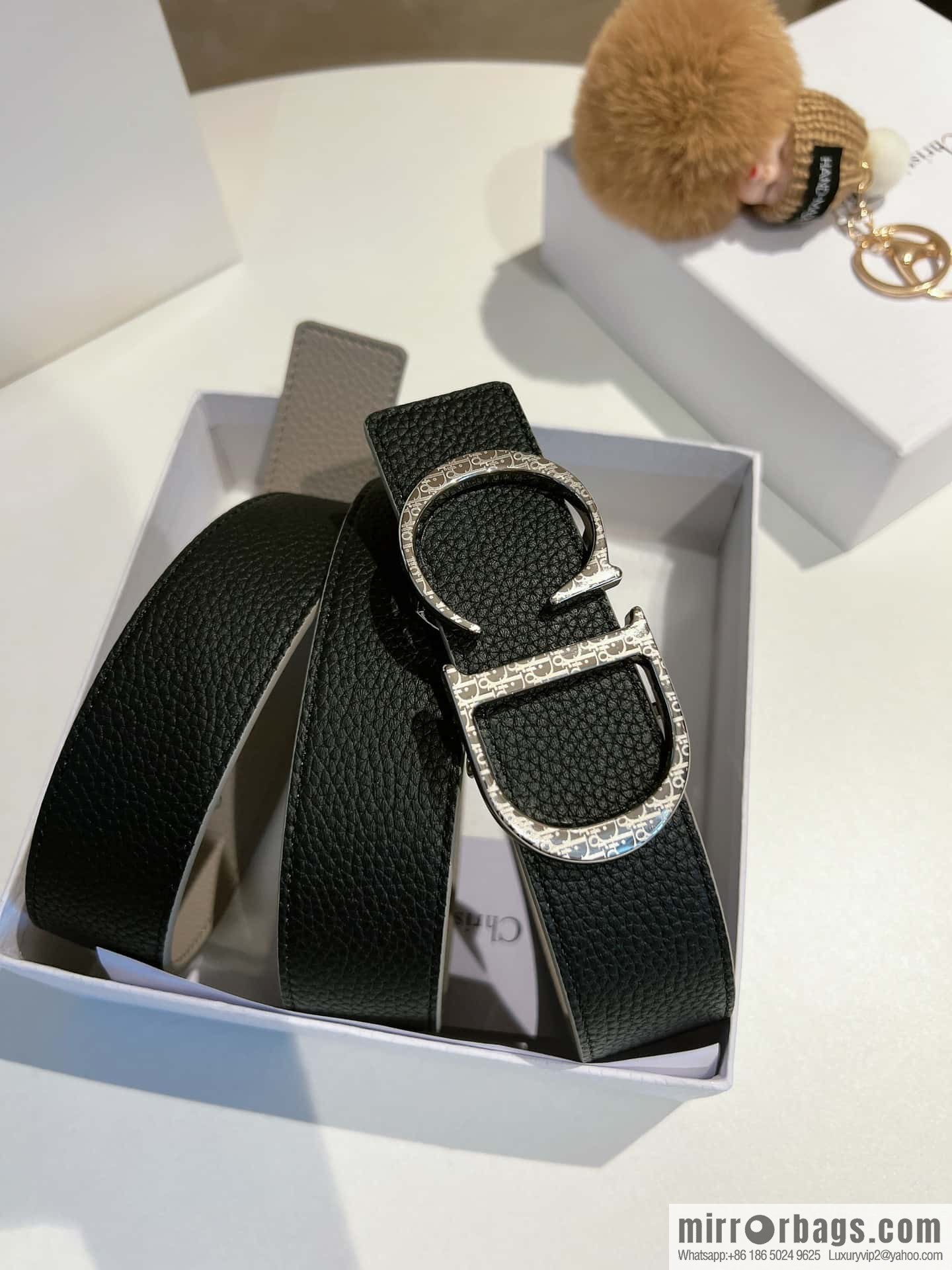 DIOR Dior, first layer cowhide belt, body double-sided CD belt
