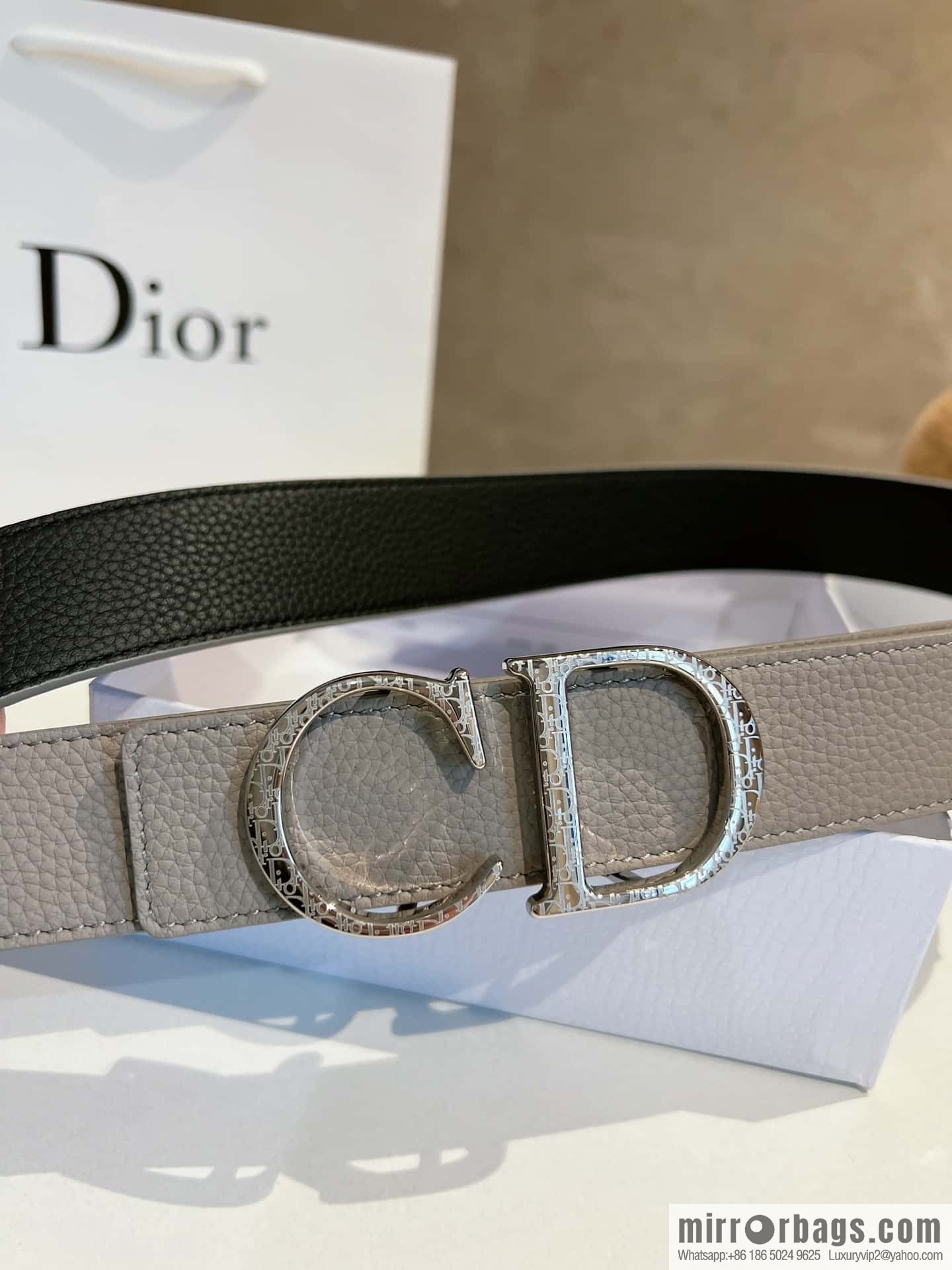 DIOR Dior, first layer cowhide belt, body double-sided CD belt
