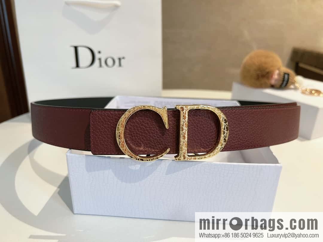 DIOR Dior, first layer cowhide belt, body double-sided CD belt