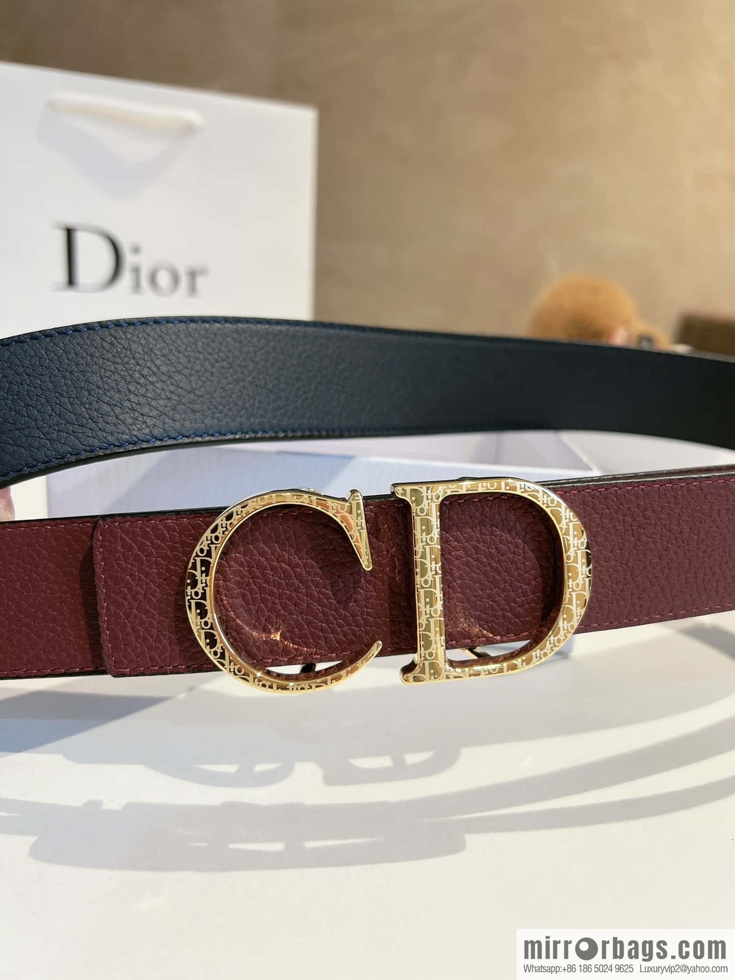 DIOR Dior, first layer cowhide belt, body double-sided CD belt