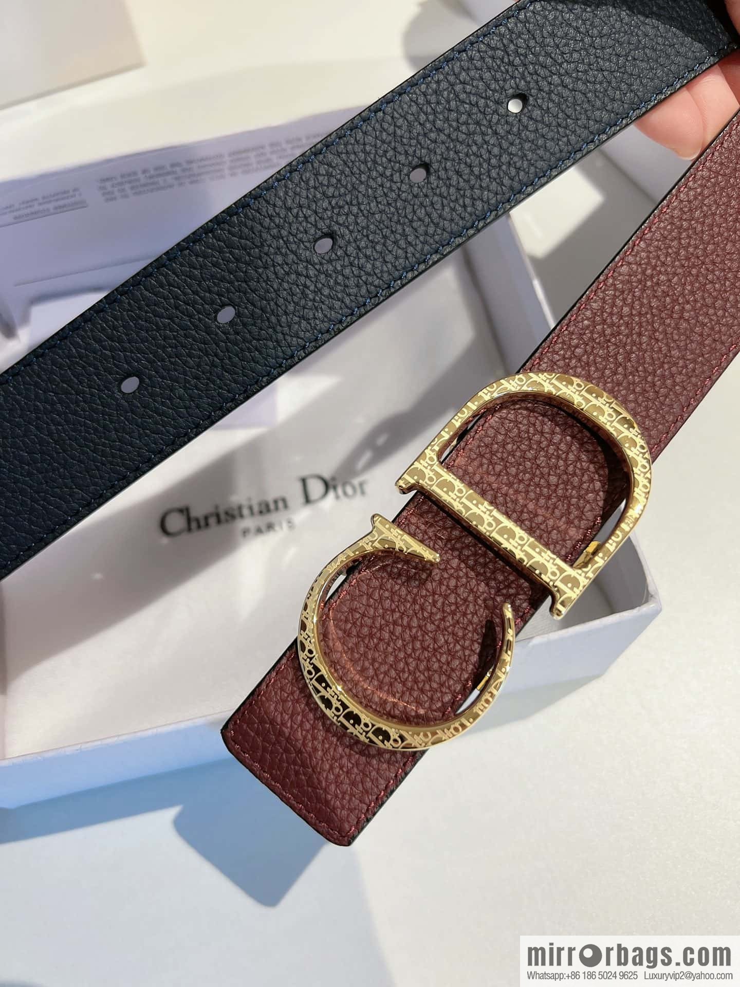 DIOR Dior, first layer cowhide belt, body double-sided CD belt