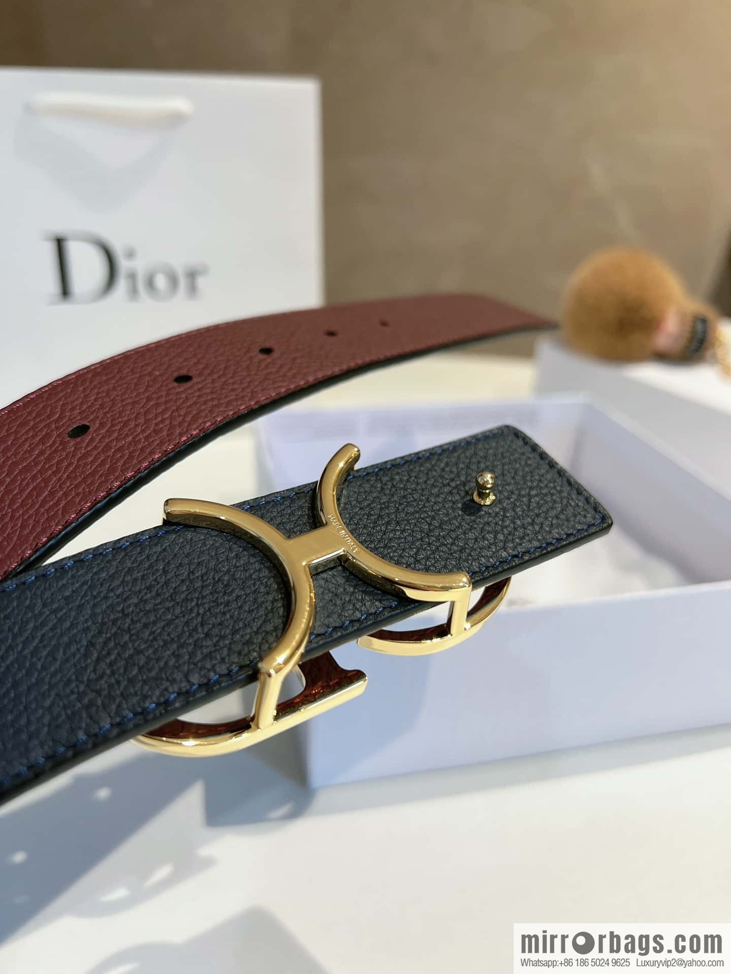 DIOR Dior, first layer cowhide belt, body double-sided CD belt