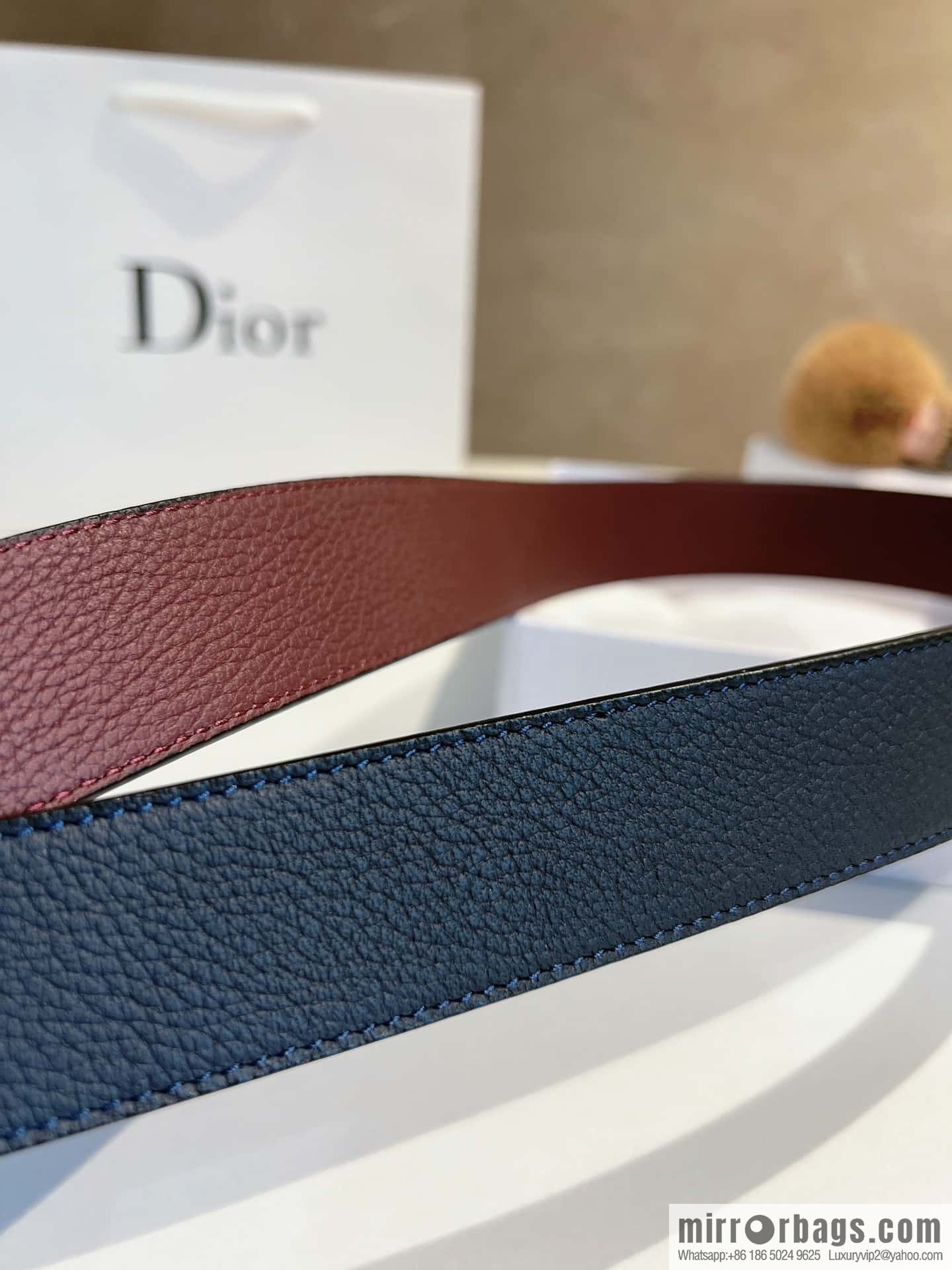 DIOR Dior, first layer cowhide belt, body double-sided CD belt