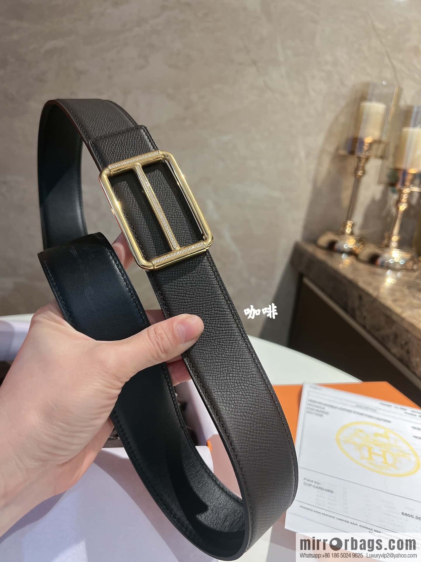 Hermes Hermes, with a selected first-layer cowhide palm print belt 3.8cm