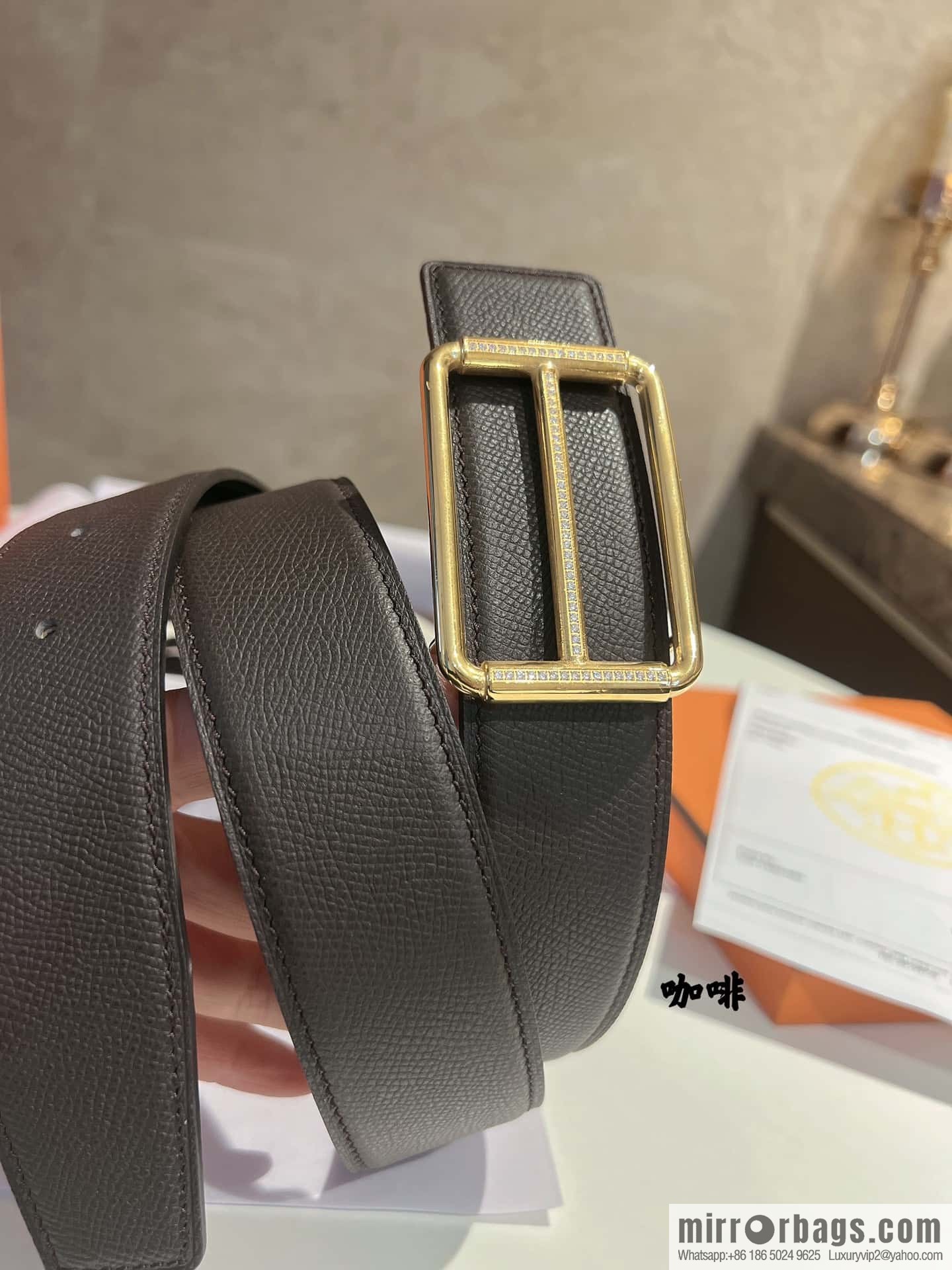 Hermes Hermes, with a selected first-layer cowhide palm print belt 3.8cm