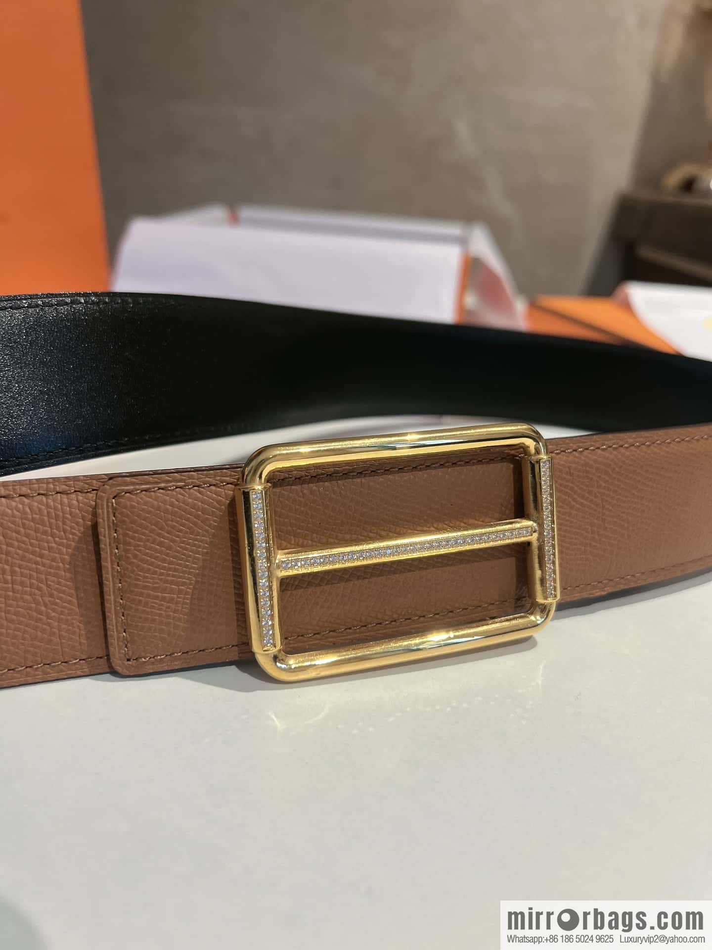 Hermes Hermes, with a selected first-layer cowhide palm print belt 3.8cm