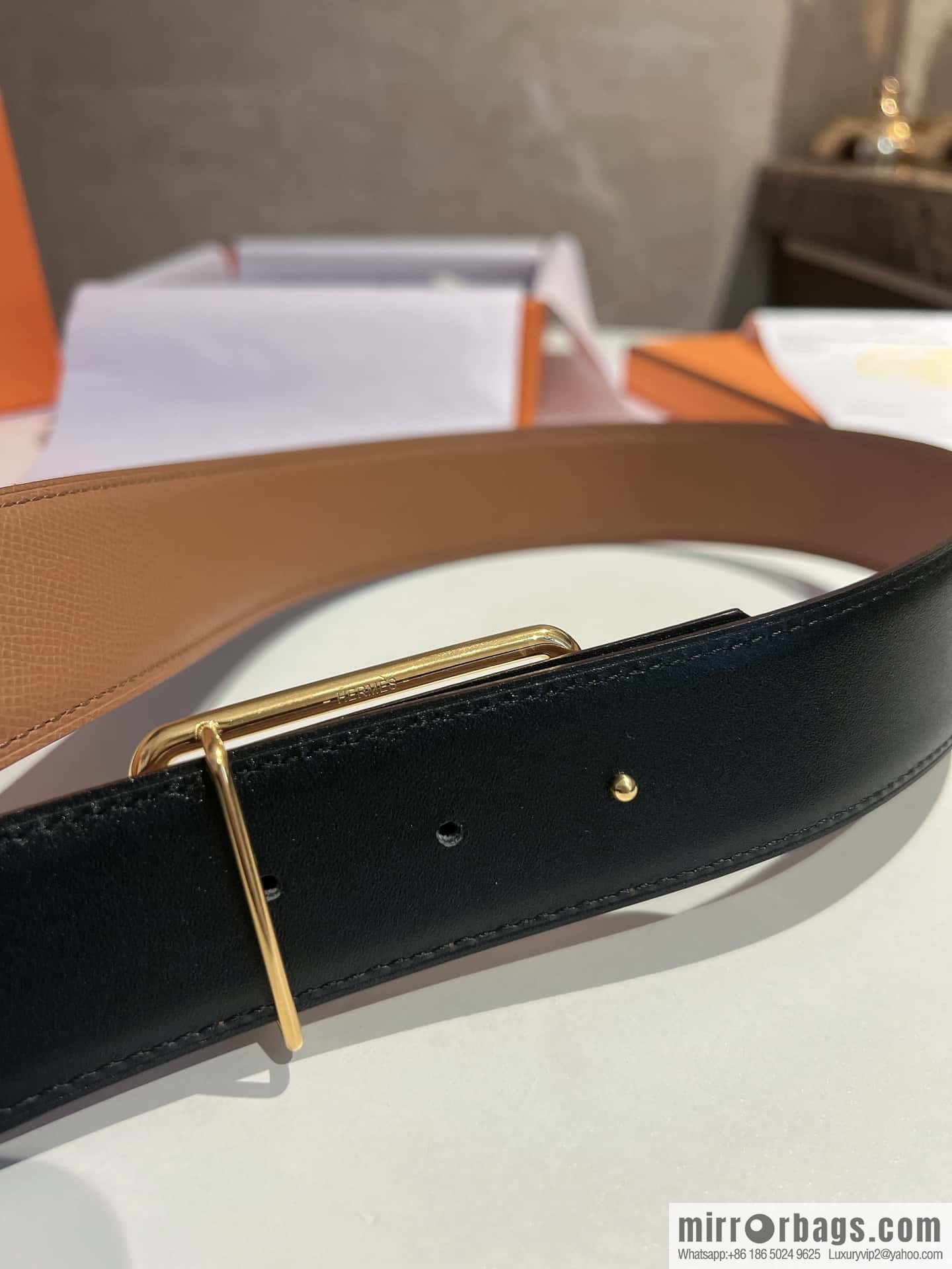 Hermes Hermes, with a selected first-layer cowhide palm print belt 3.8cm