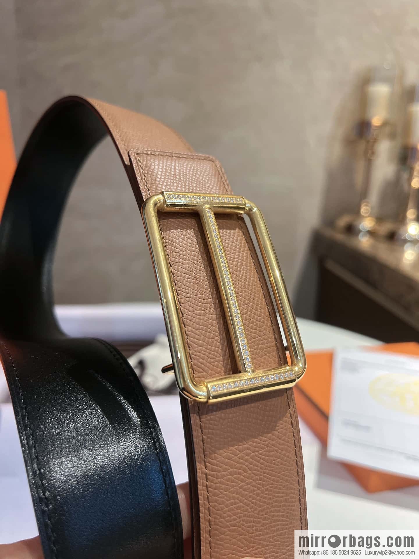 Hermes Hermes, with a selected first-layer cowhide palm print belt 3.8cm