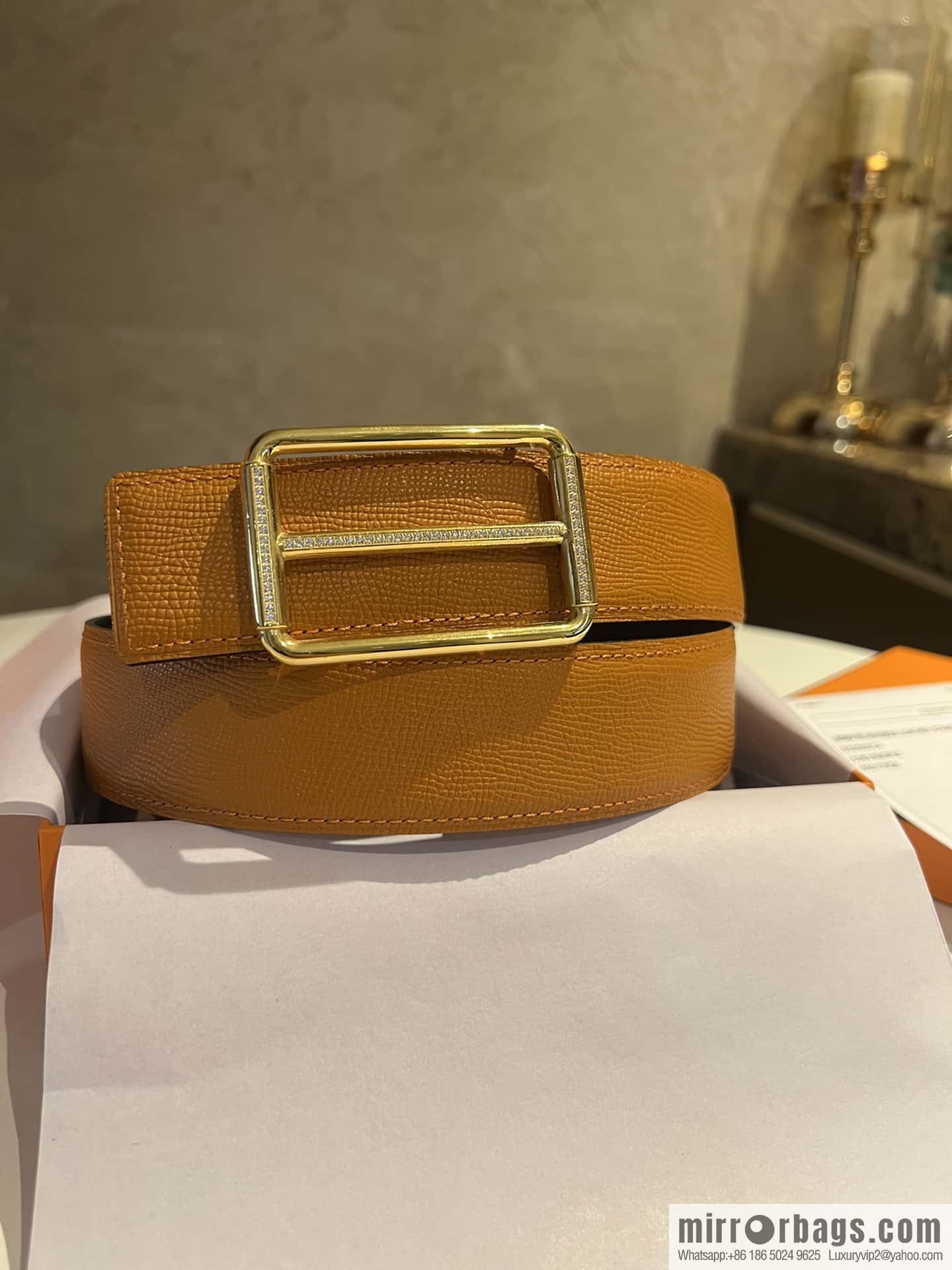 Hermes Hermes, with a selected first-layer cowhide palm print belt 3.8cm
