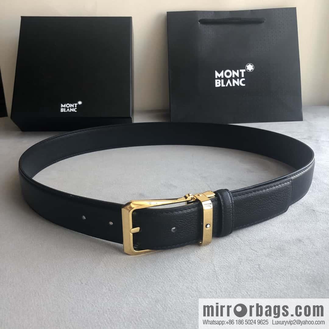 MONTBLANC Montblanc 3.5cm delicate needle metal buckle, first layer cowhide belt