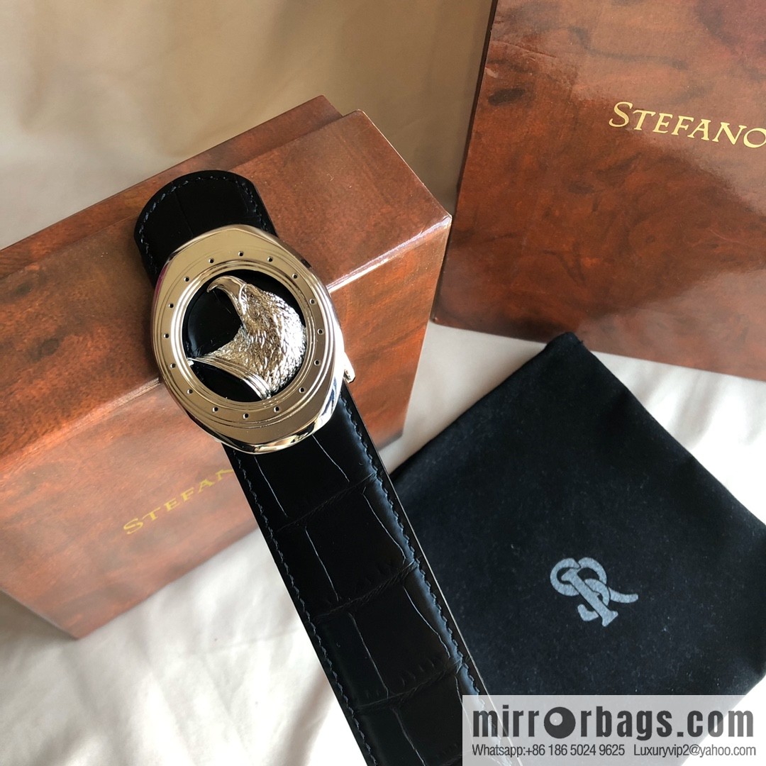 Stefano Ricci Stephen, Stainless Steel Eagle Buckle 3.8cm Alligator Belt