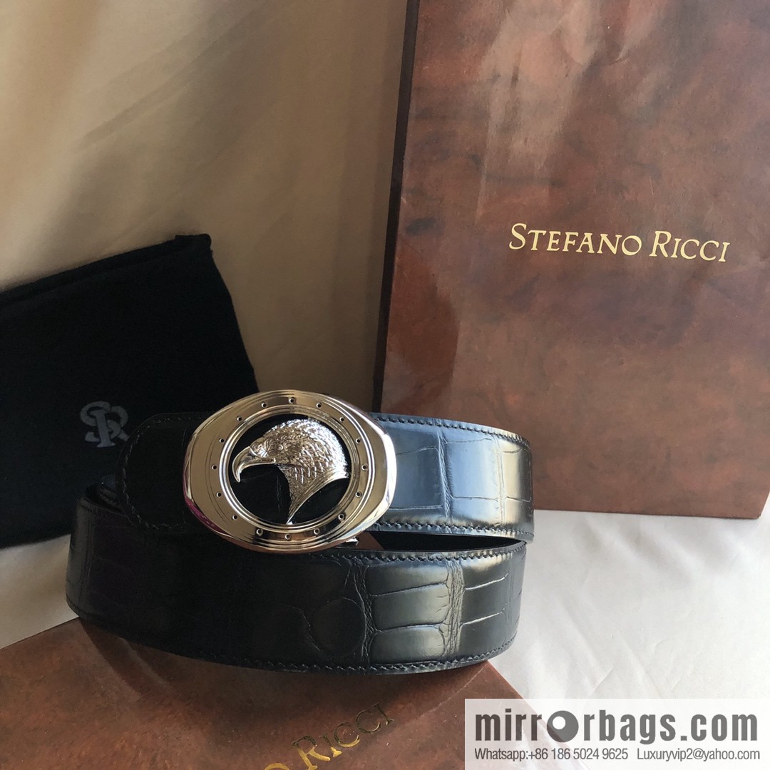 Stefano Ricci Stephen, Stainless Steel Eagle Buckle 3.8cm Alligator Belt