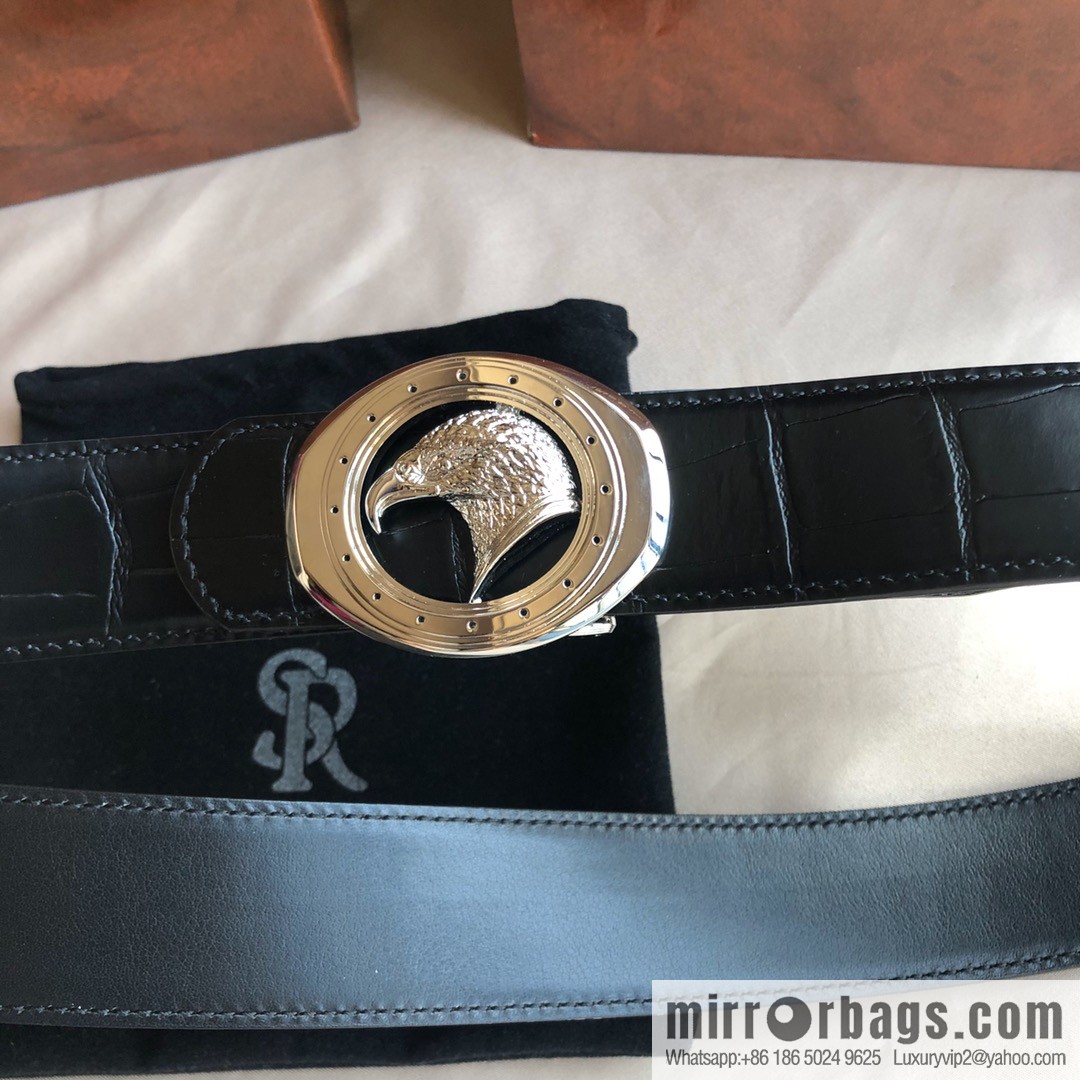 Stefano Ricci Stephen, Stainless Steel Eagle Buckle 3.8cm Alligator Belt