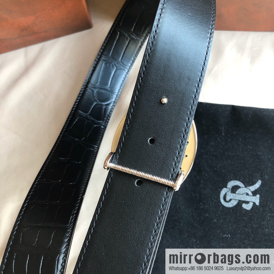 Stefano Ricci Stephen, Stainless Steel Eagle Buckle 3.8cm Alligator Belt