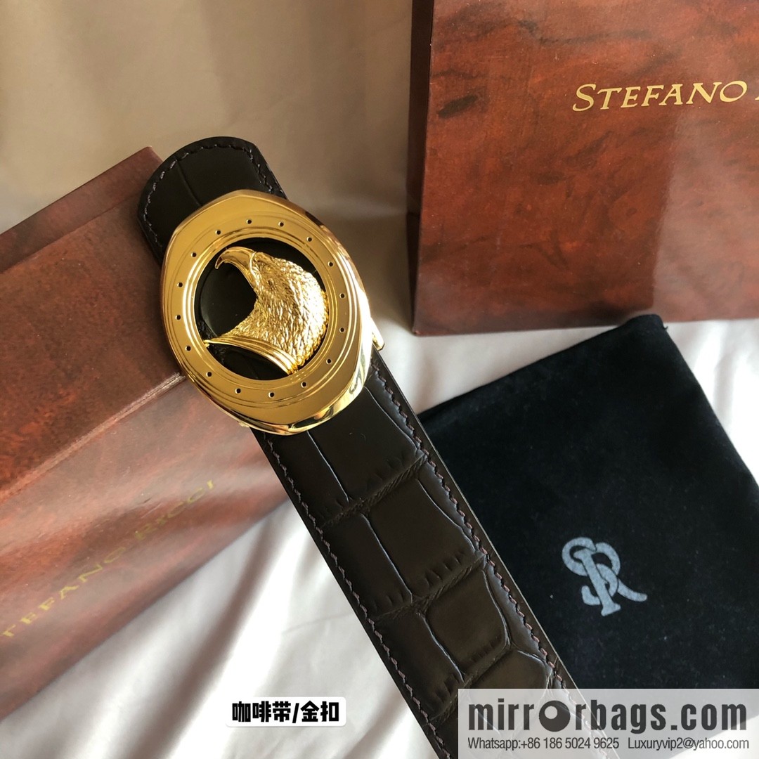 Stefano Ricci Stephen, Stainless Steel Eagle Buckle 3.8cm Alligator Belt