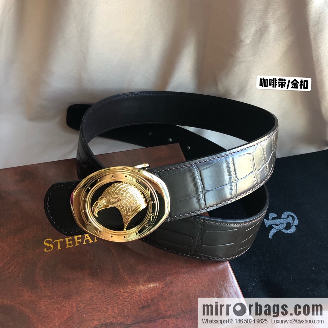 Stefano Ricci Stephen, Stainless Steel Eagle Buckle 3.8cm Alligator Belt