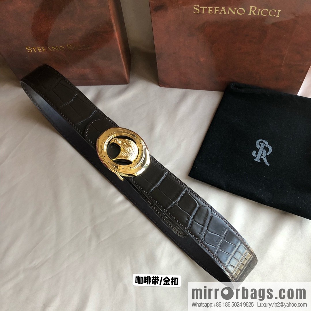 Stefano Ricci Stephen, Stainless Steel Eagle Buckle 3.8cm Alligator Belt