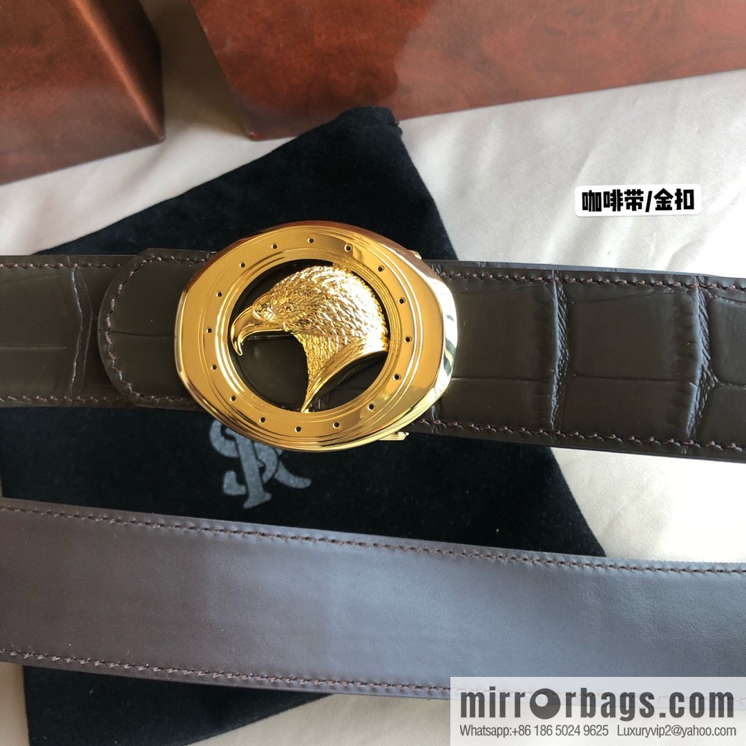 Stefano Ricci Stephen, Stainless Steel Eagle Buckle 3.8cm Alligator Belt