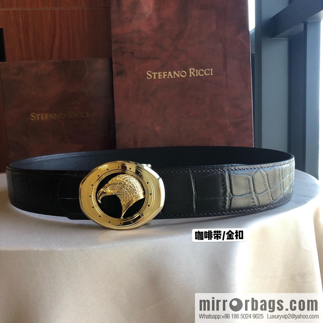 Stefano Ricci Stephen, Stainless Steel Eagle Buckle 3.8cm Alligator Belt
