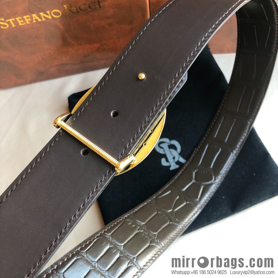 Stefano Ricci Stephen, Stainless Steel Eagle Buckle 3.8cm Alligator Belt