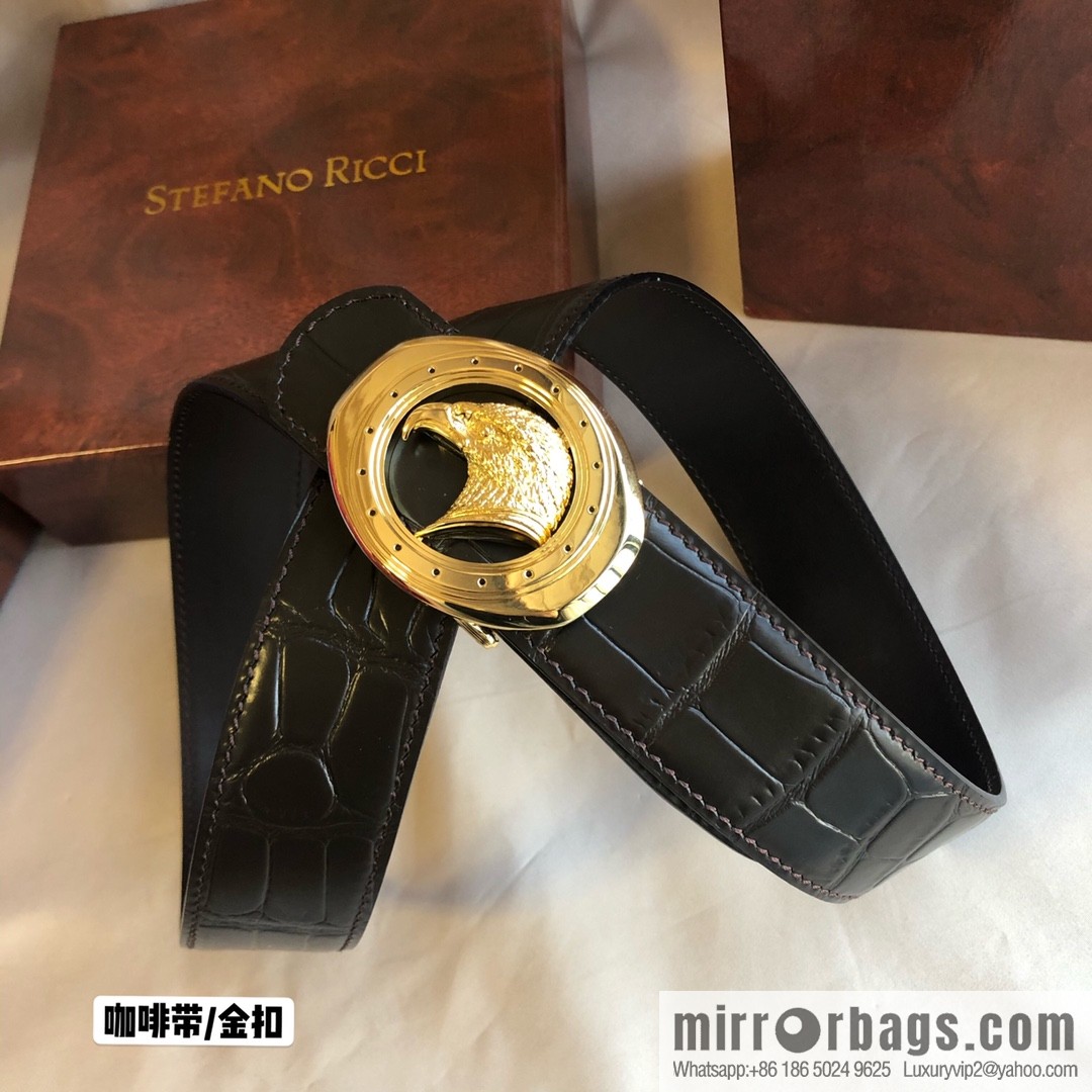 Stefano Ricci Stephen, Stainless Steel Eagle Buckle 3.8cm Alligator Belt