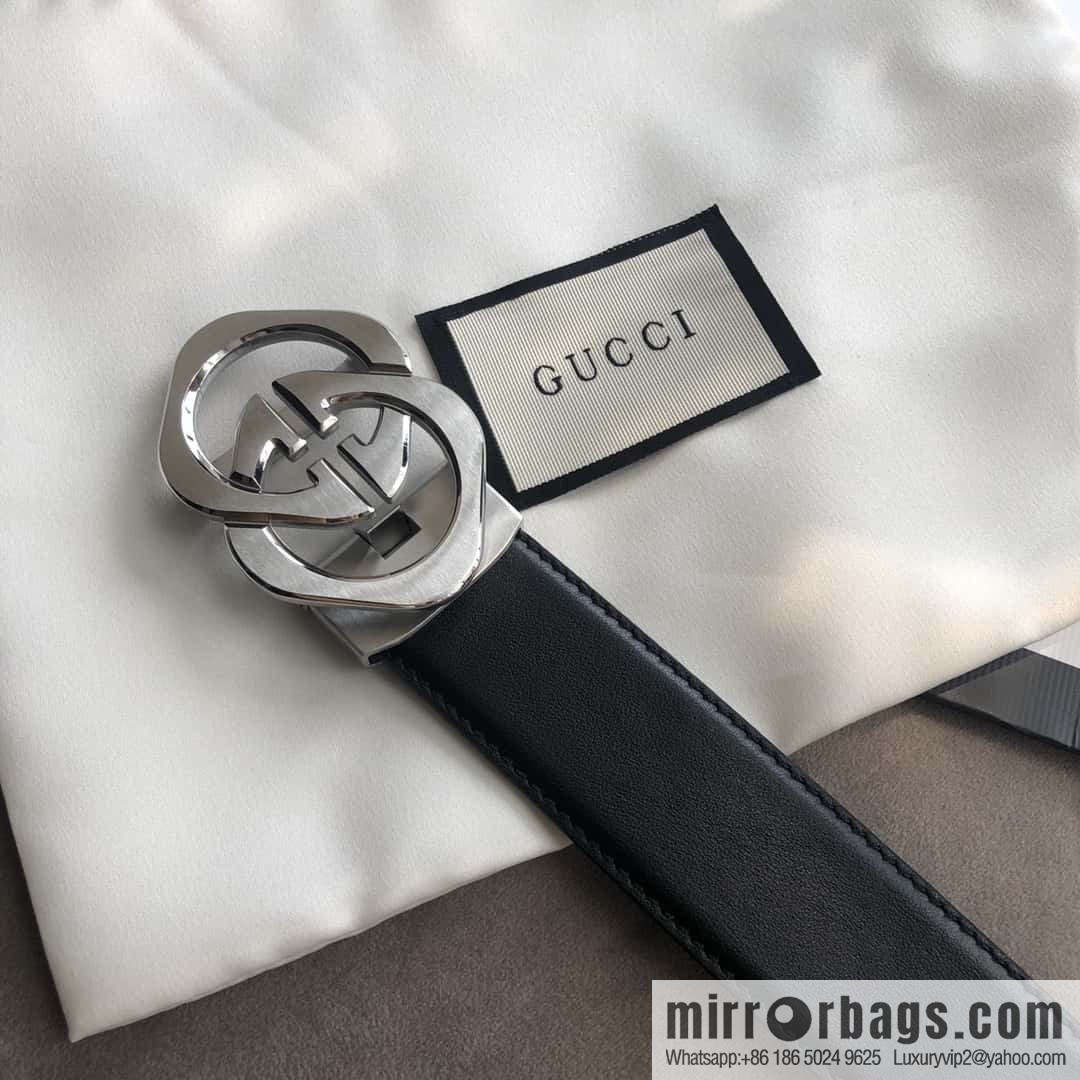 GUCCI 3.5cm men's exquisite large double G rhombus automatic buckle, double-sided first-layer cowhide belt