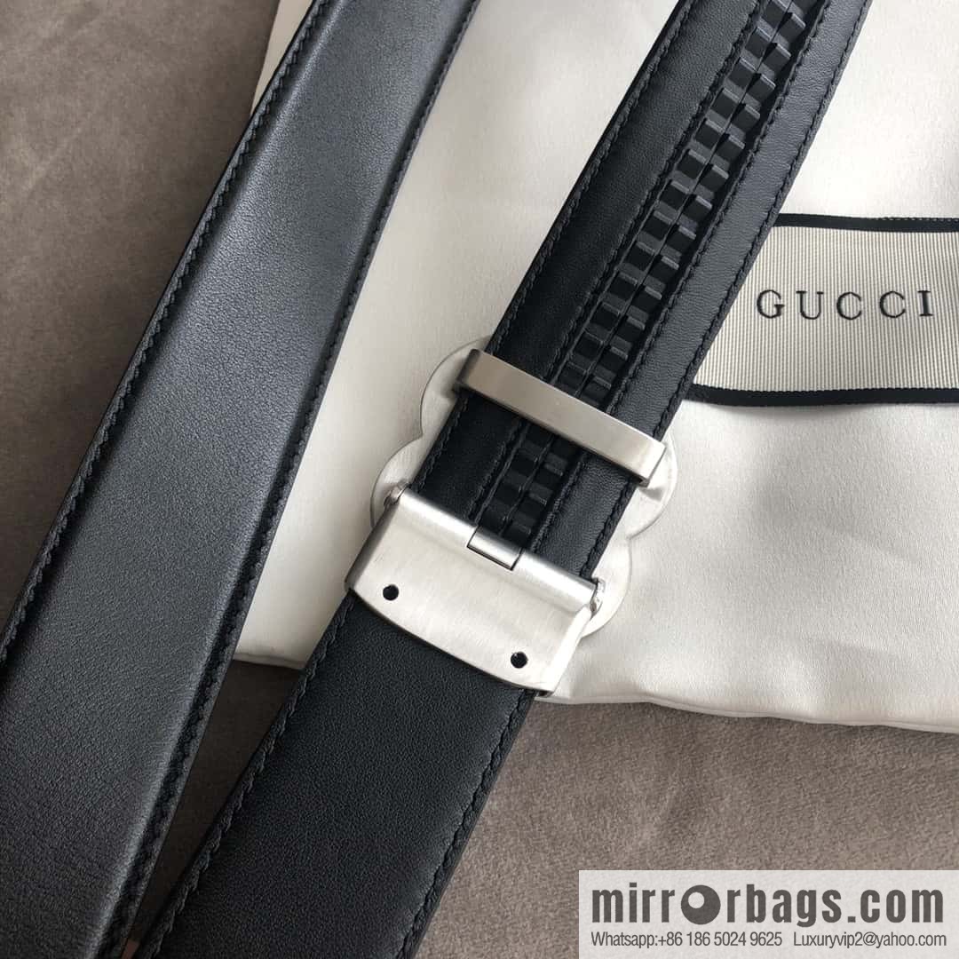 GUCCI 3.5cm men's exquisite large double G rhombus automatic buckle, double-sided first-layer cowhide belt