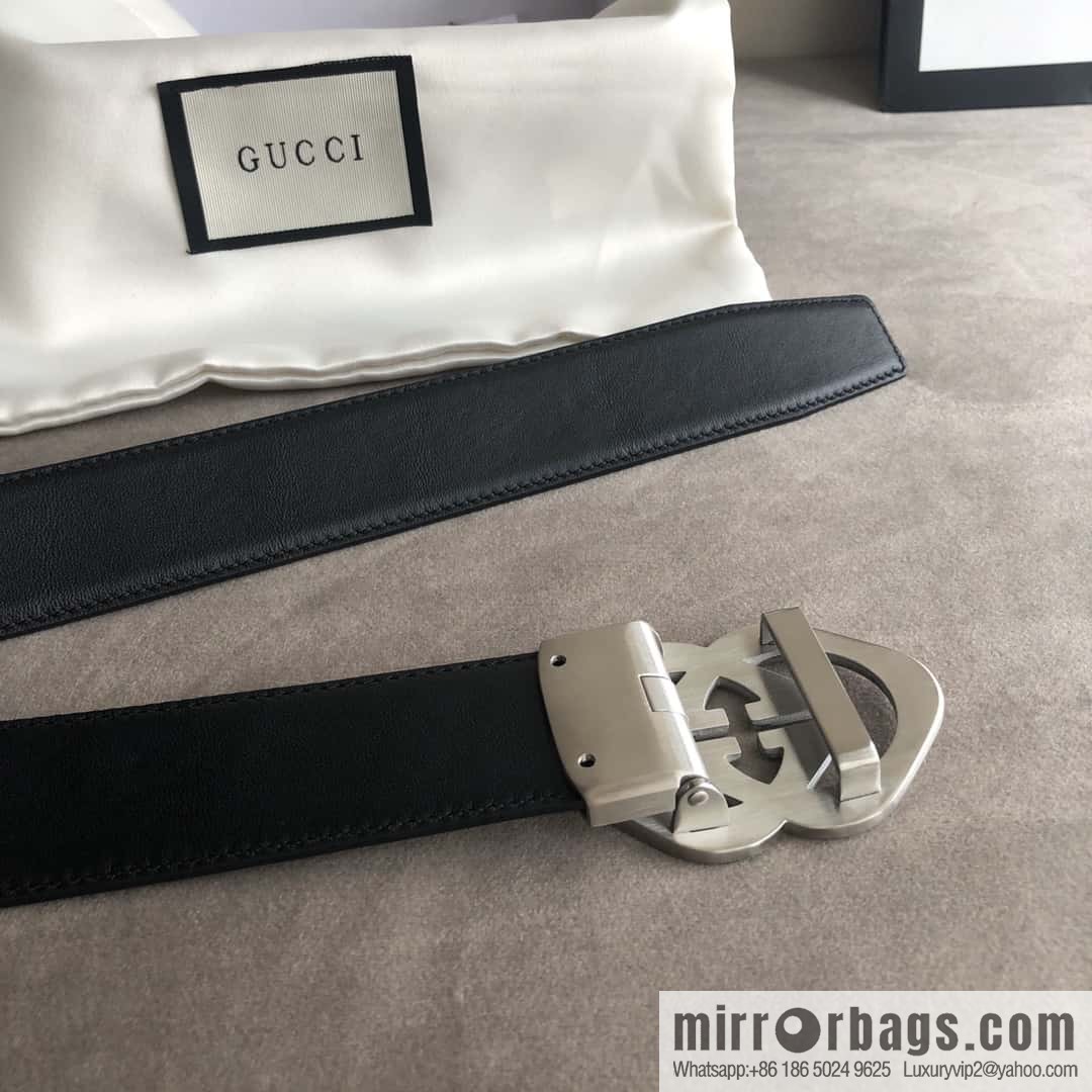 GUCCI 3.5cm men's exquisite large double G rhombus automatic buckle, double-sided first-layer cowhide belt